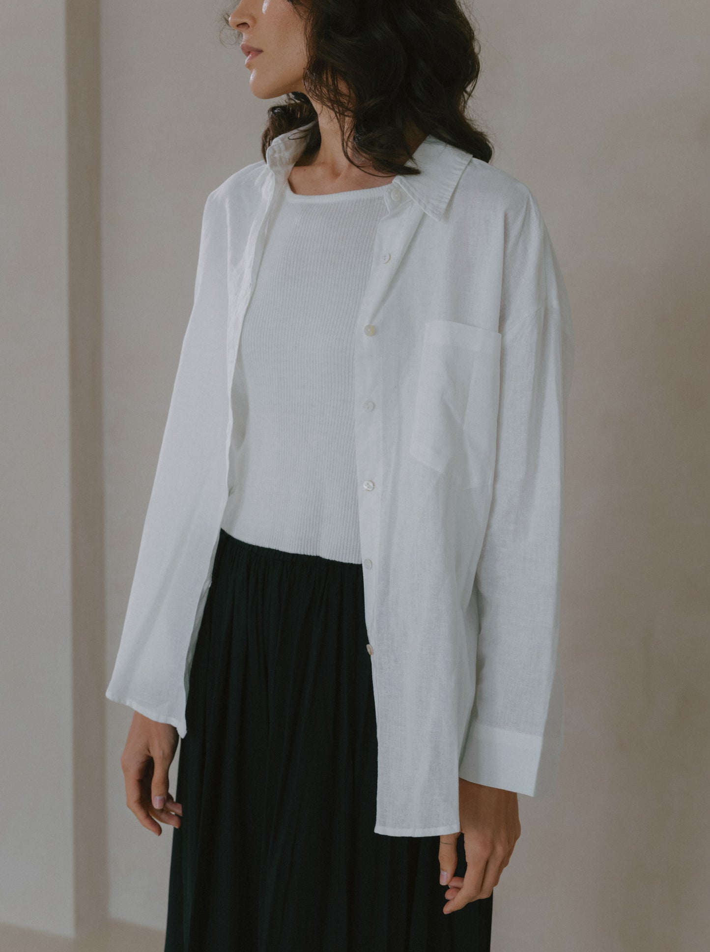 Pleated Linen Flare Palazzo