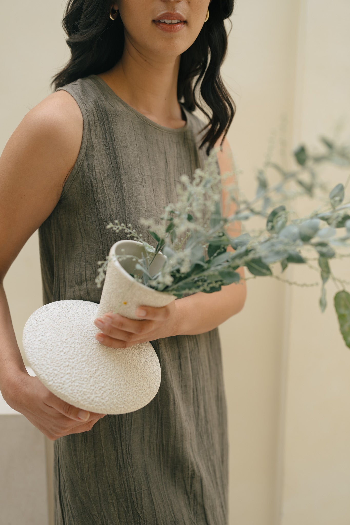 Sleeveless Texture Linen Dress