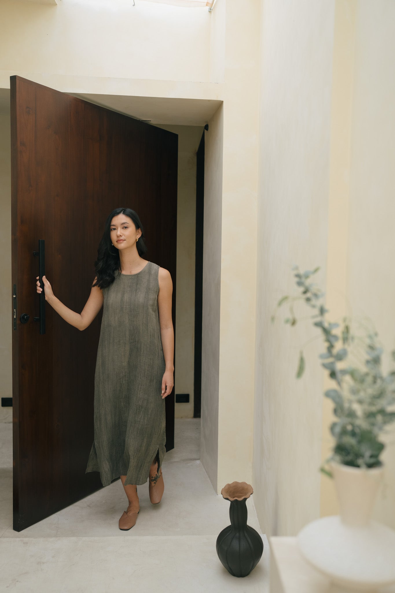 Sleeveless Texture Linen Dress