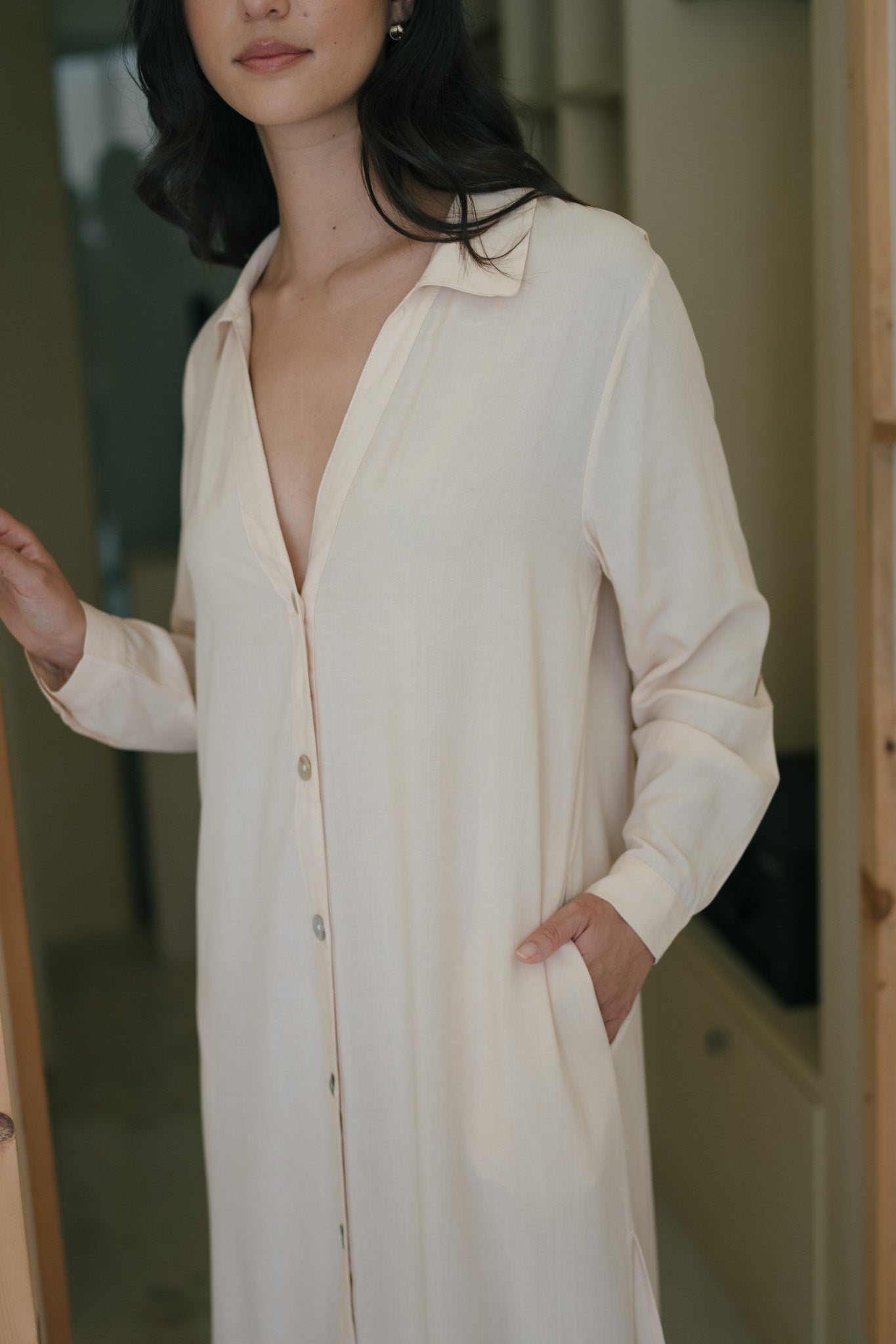 Long Sleeve Rayon Shirt Dress