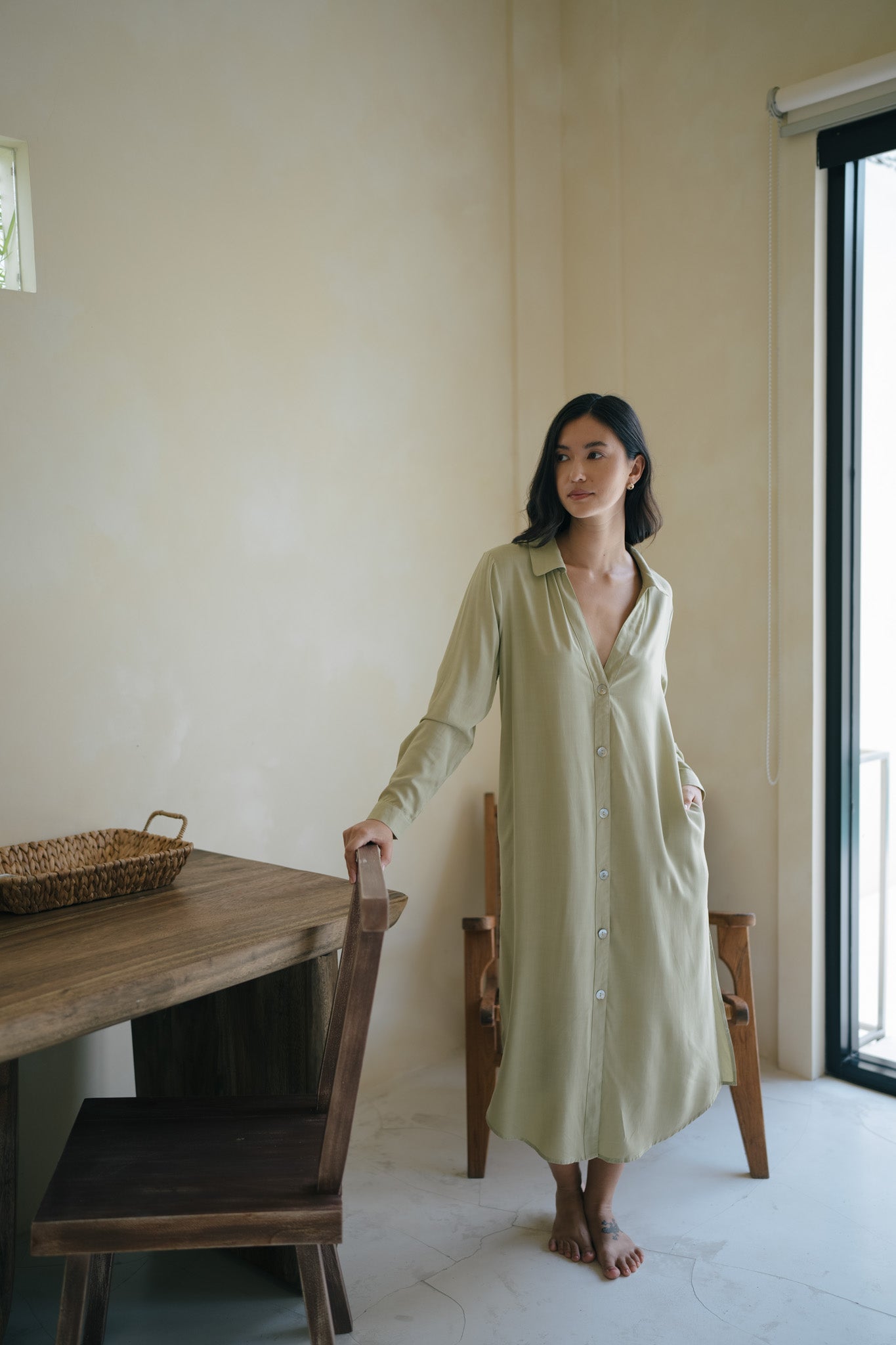 Long Sleeve Rayon Shirt Dress