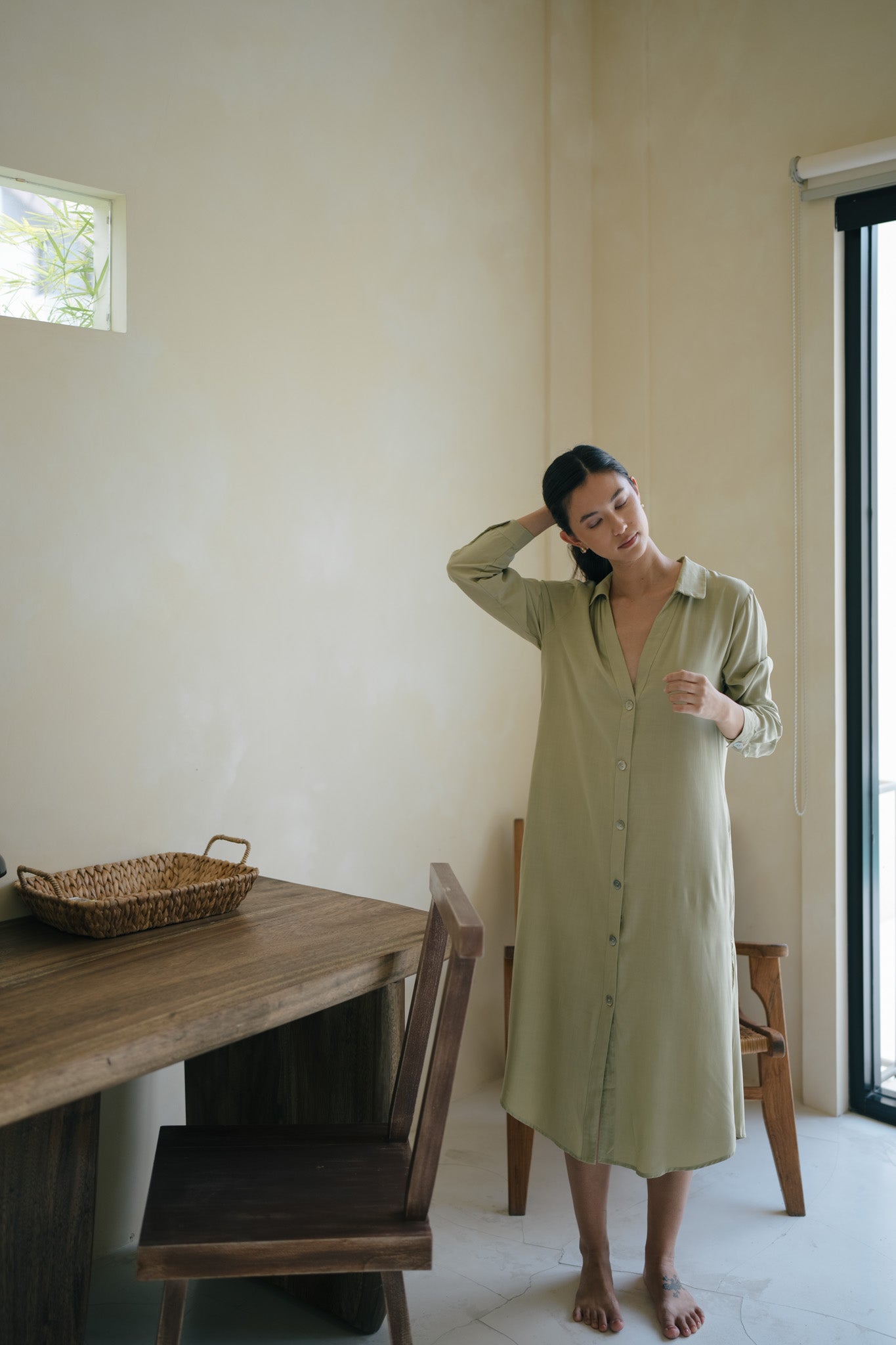 Long Sleeve Rayon Shirt Dress