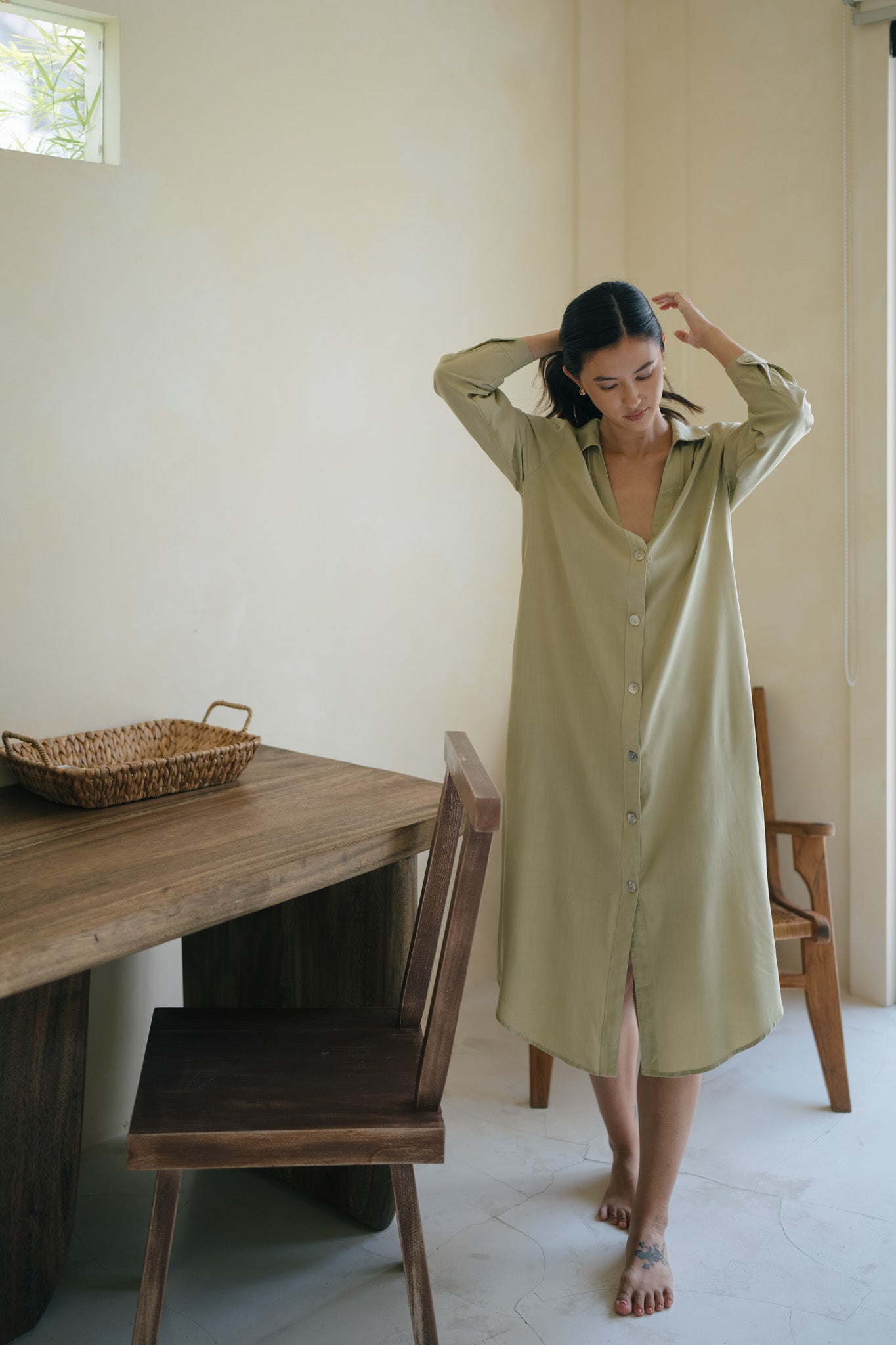 Long Sleeve Rayon Shirt Dress