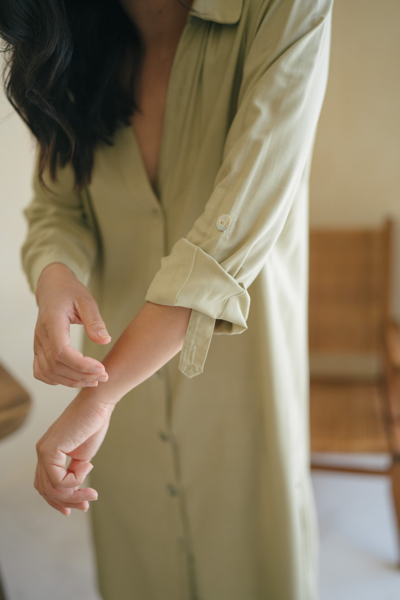 Long Sleeve Rayon Shirt Dress