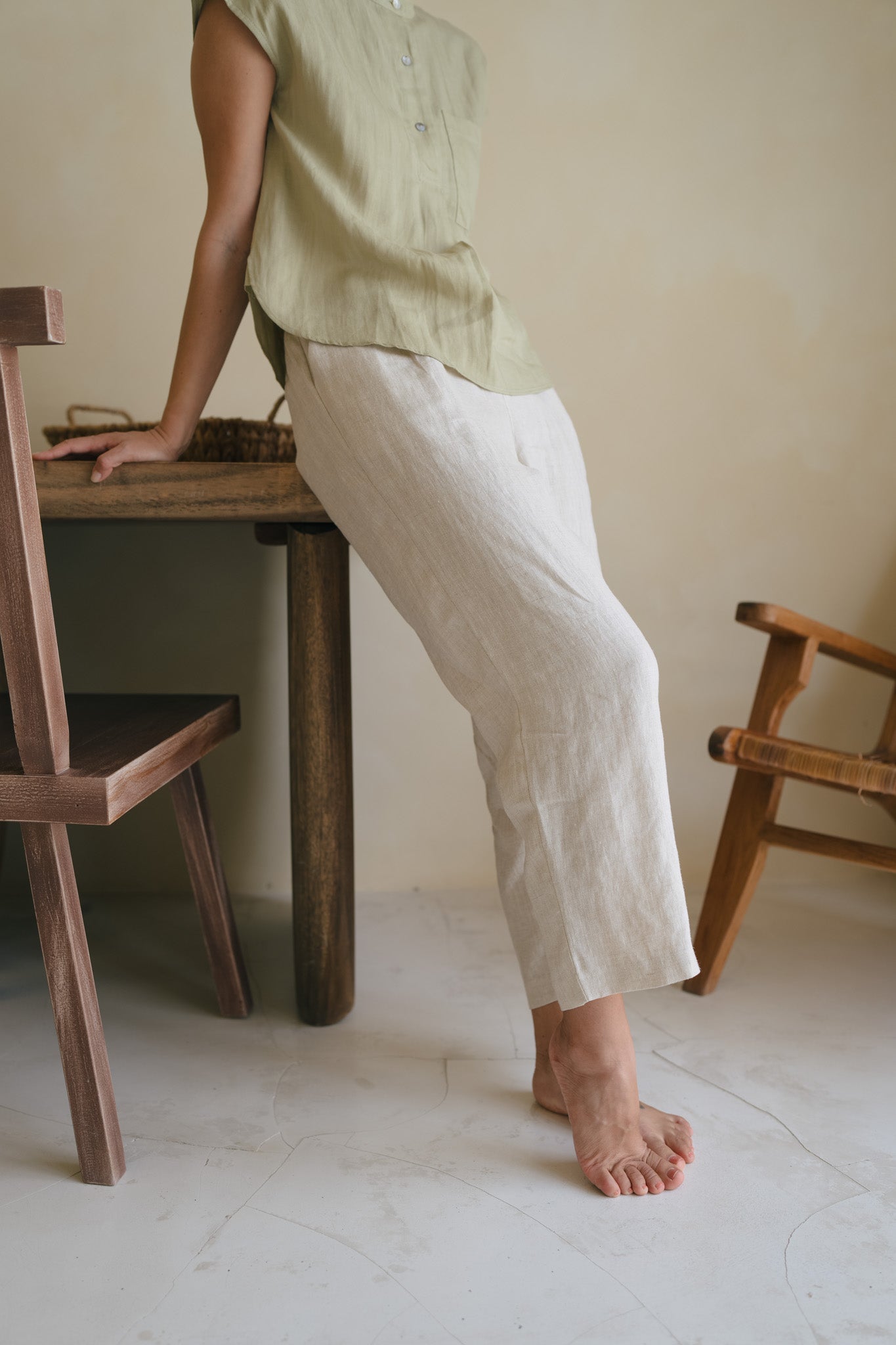 Tapered Linen Trousers