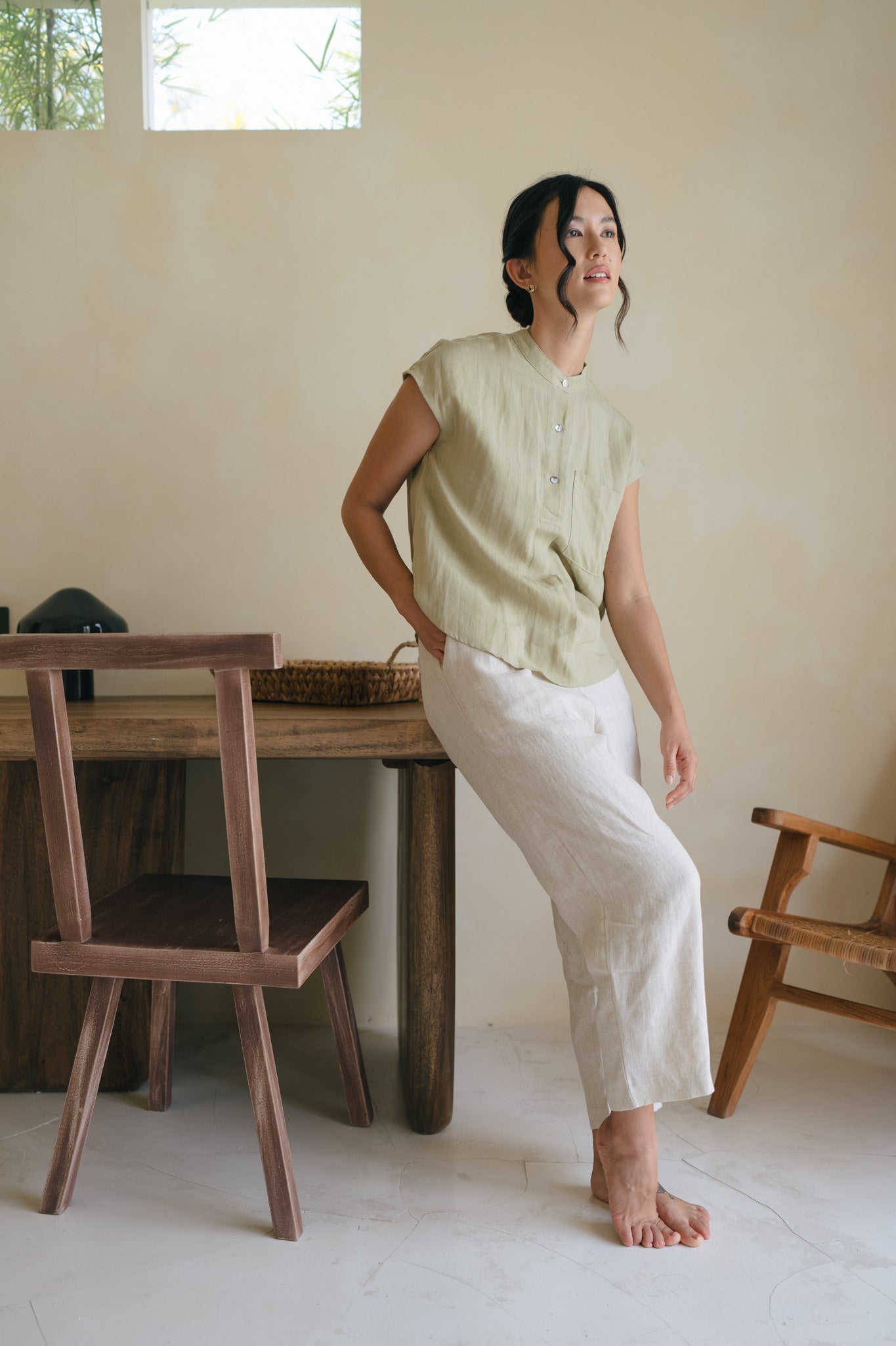 Tapered Linen Trousers