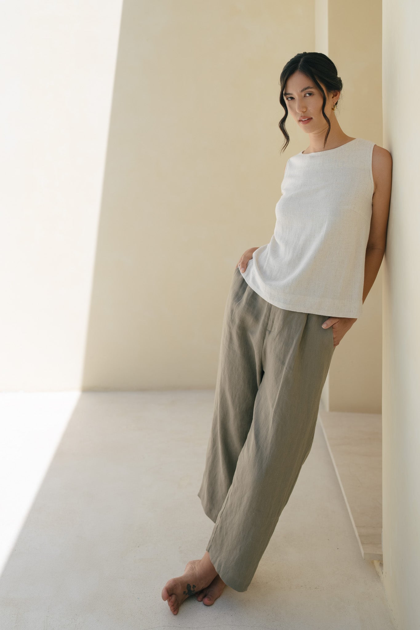 Tapered Linen Trousers