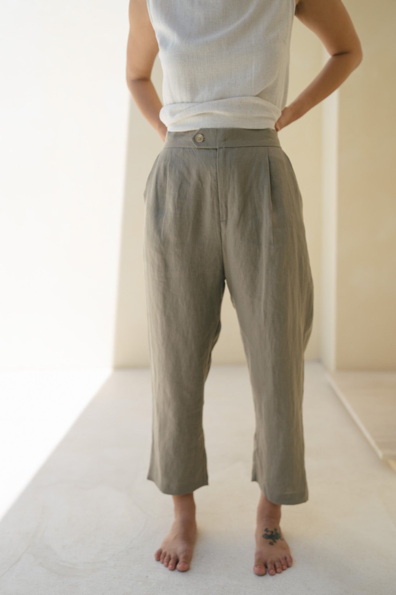 Tapered Linen Trousers