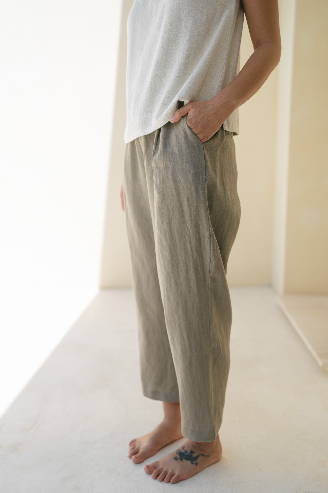 Tapered Linen Trousers
