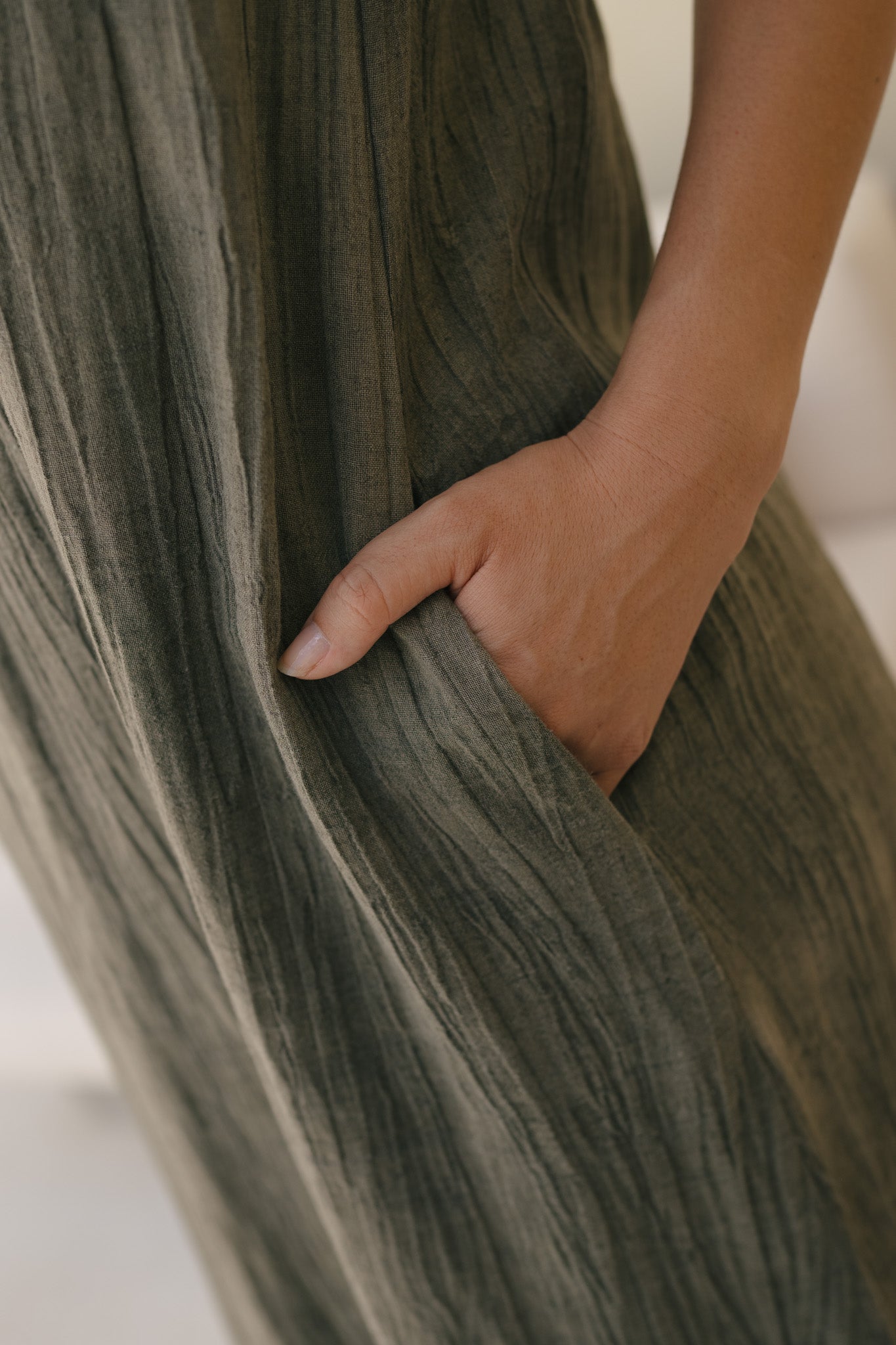 Sleeveless Texture Linen Dress