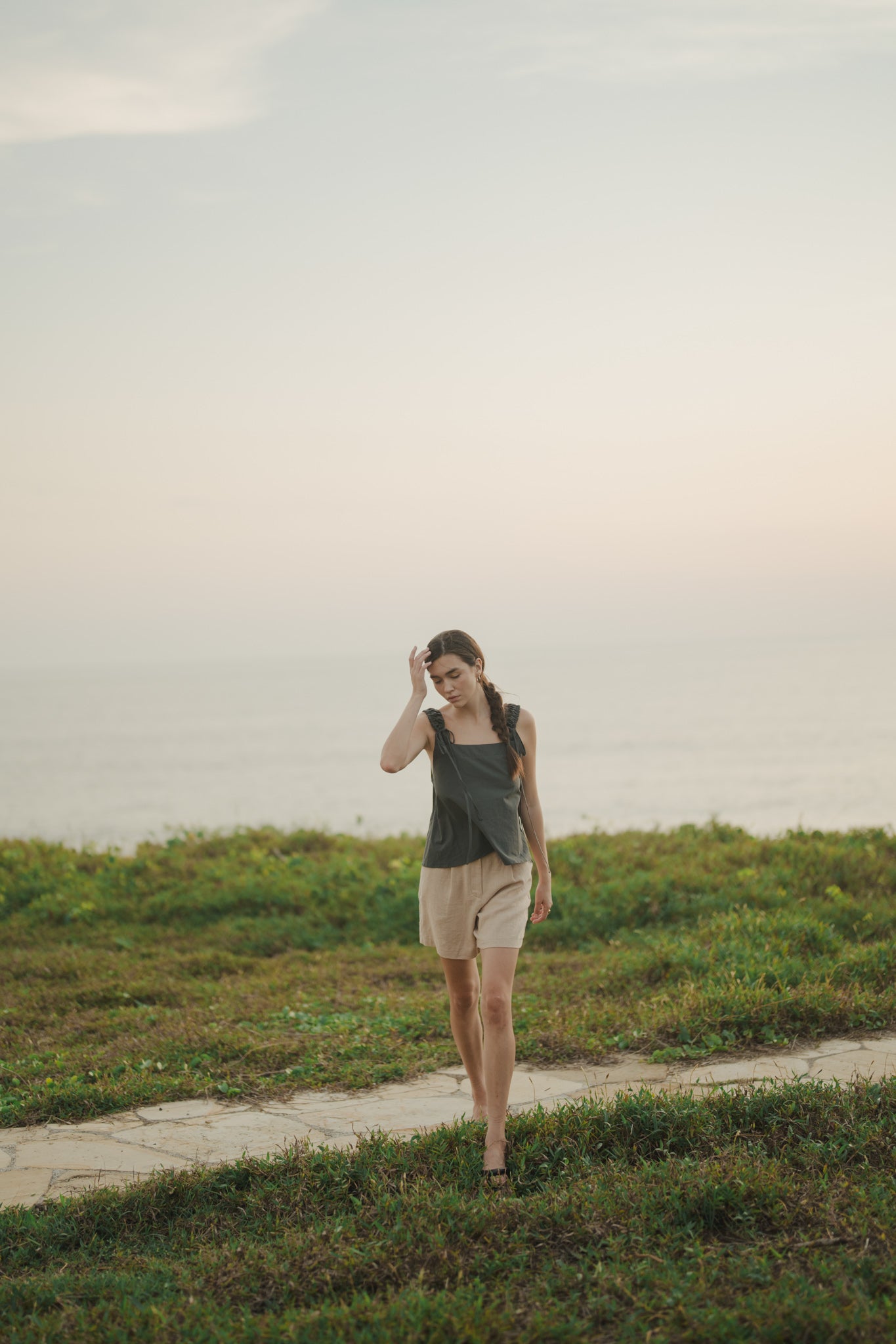 Ruched Strap Flare Top
