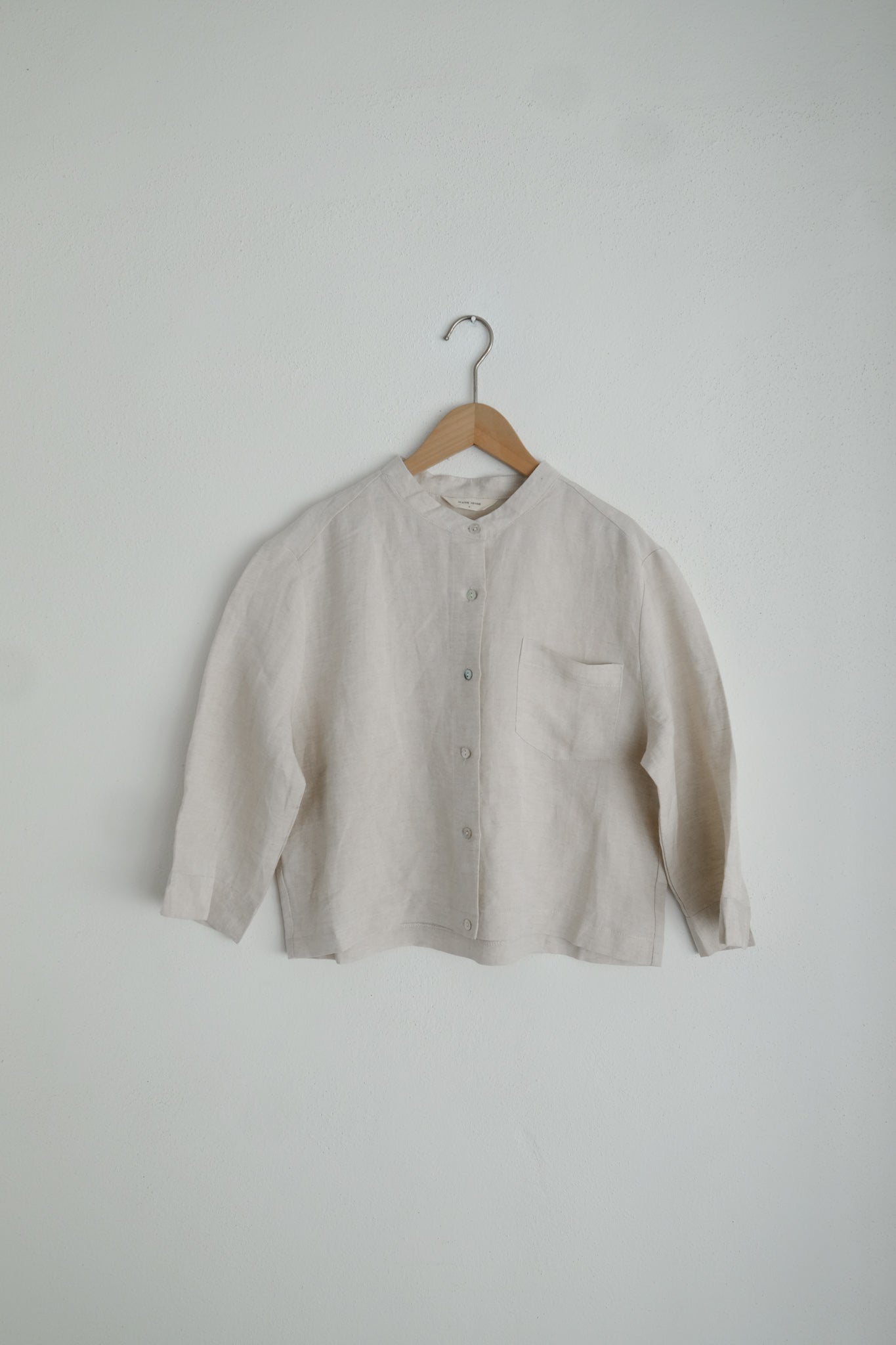 Long Sleeve Cropped Linen Shirt