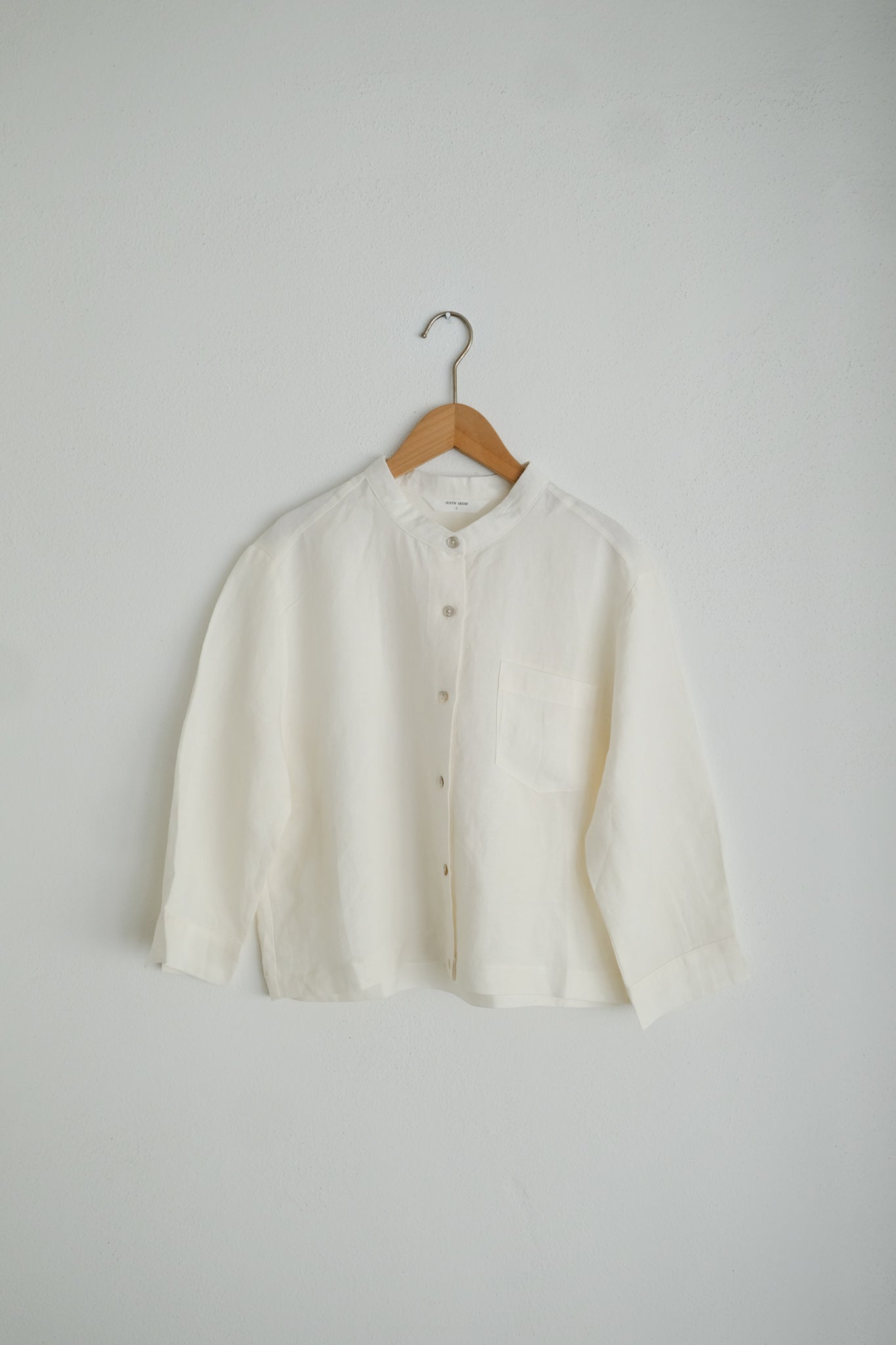 Long Sleeve Cropped Linen Shirt