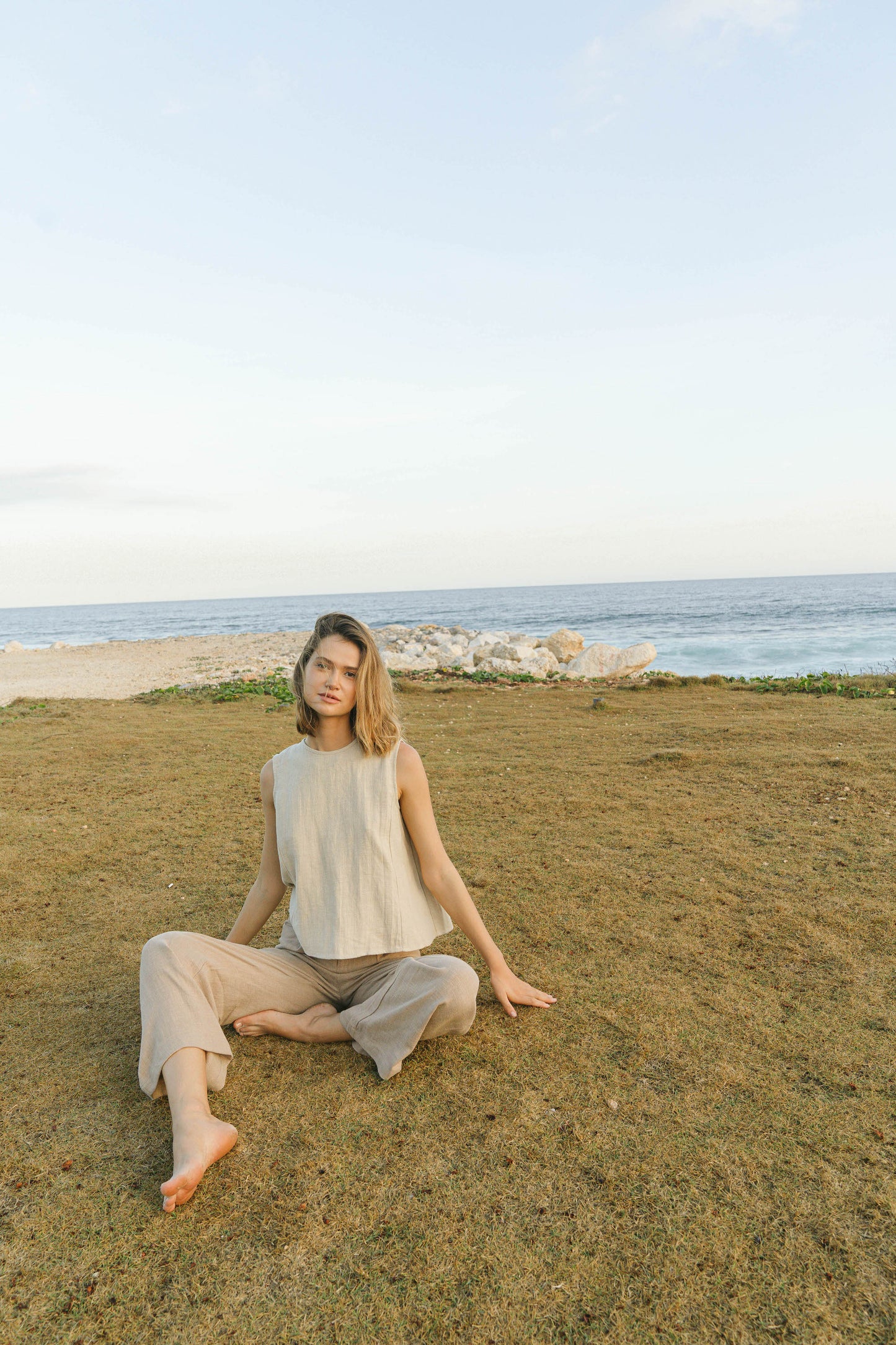 Wide Leg Ramie Trousers