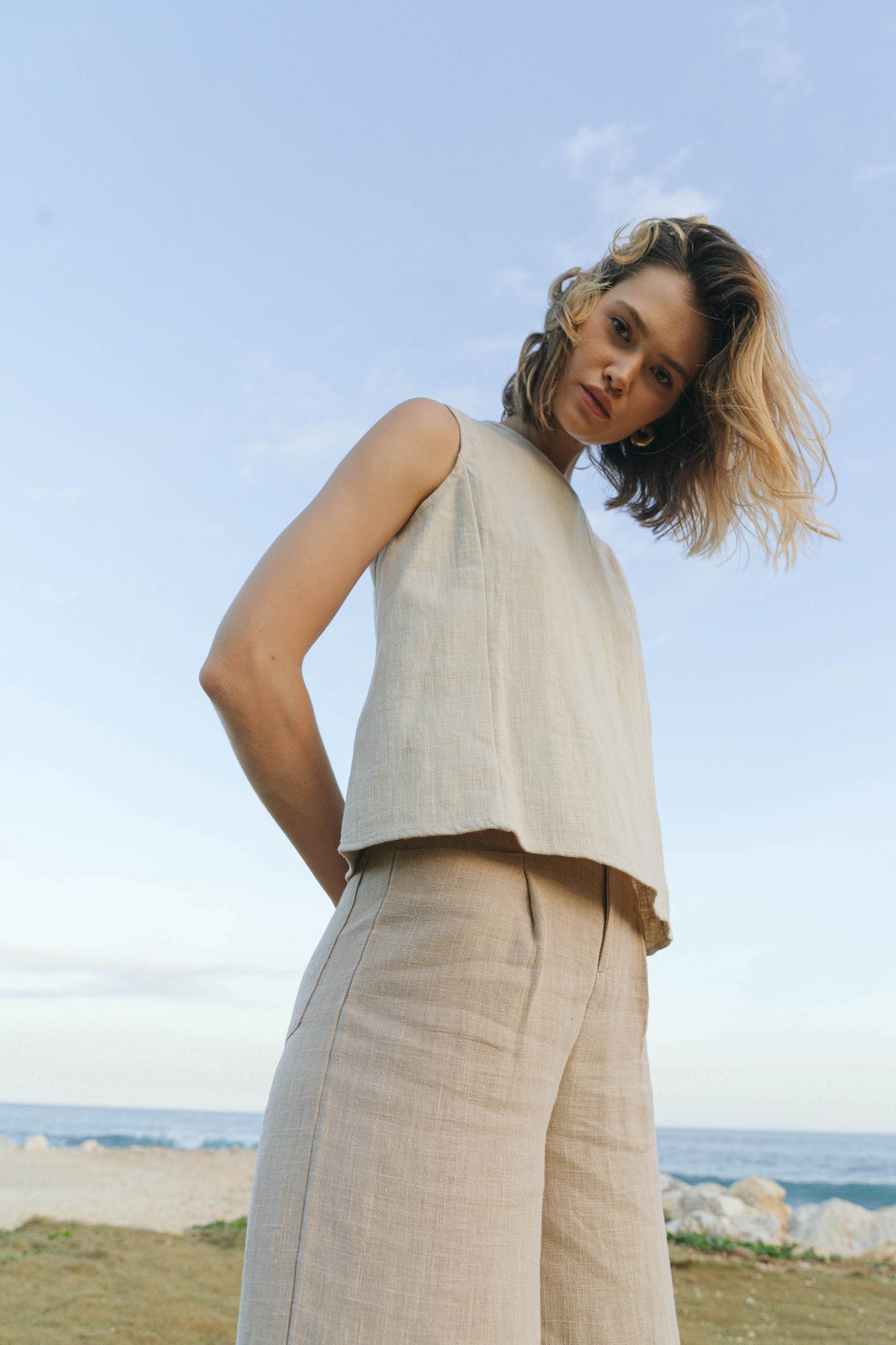 Wide Leg Ramie Trousers