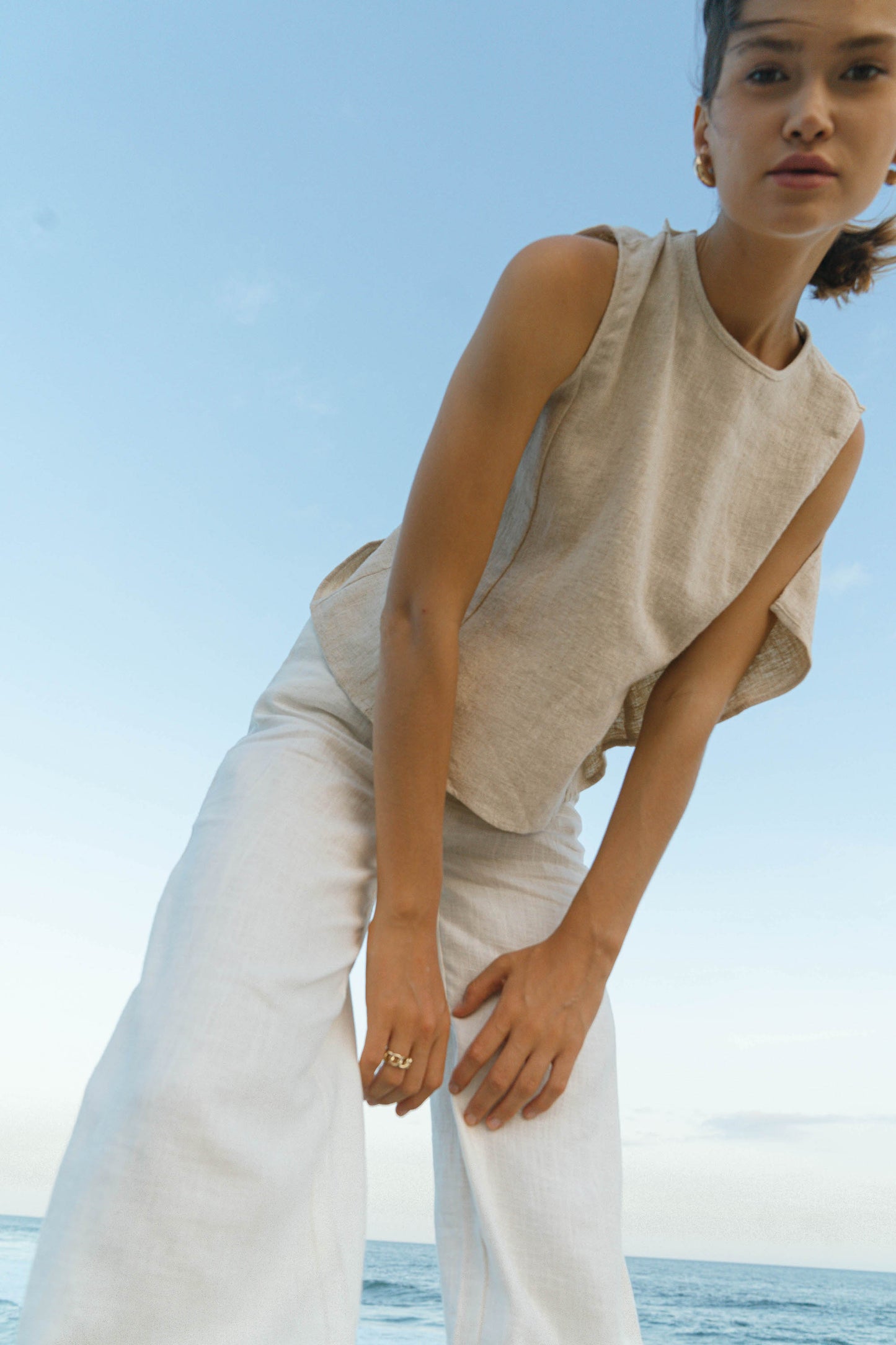 Wide Leg Ramie Trousers