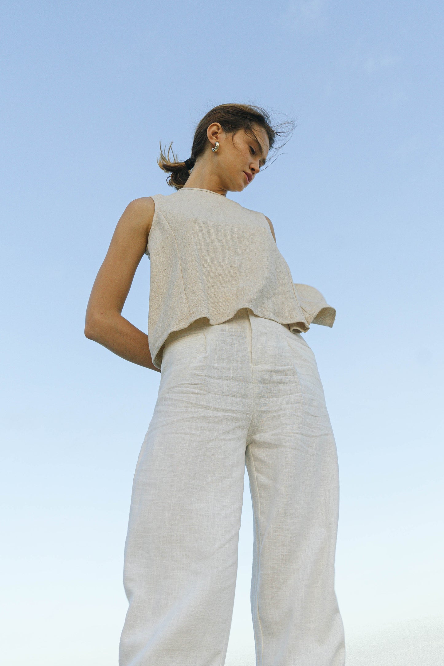 Wide Leg Ramie Trousers