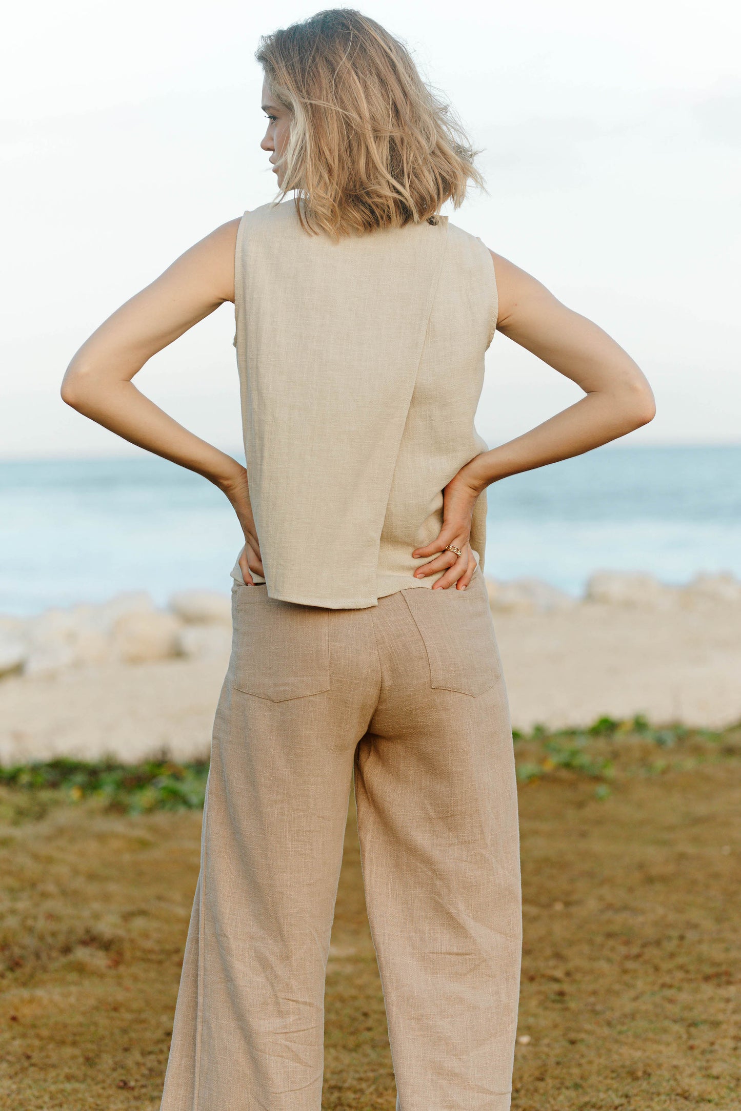 Wide Leg Ramie Trousers