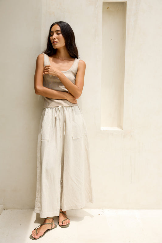 Wide Leg Linen Trousers