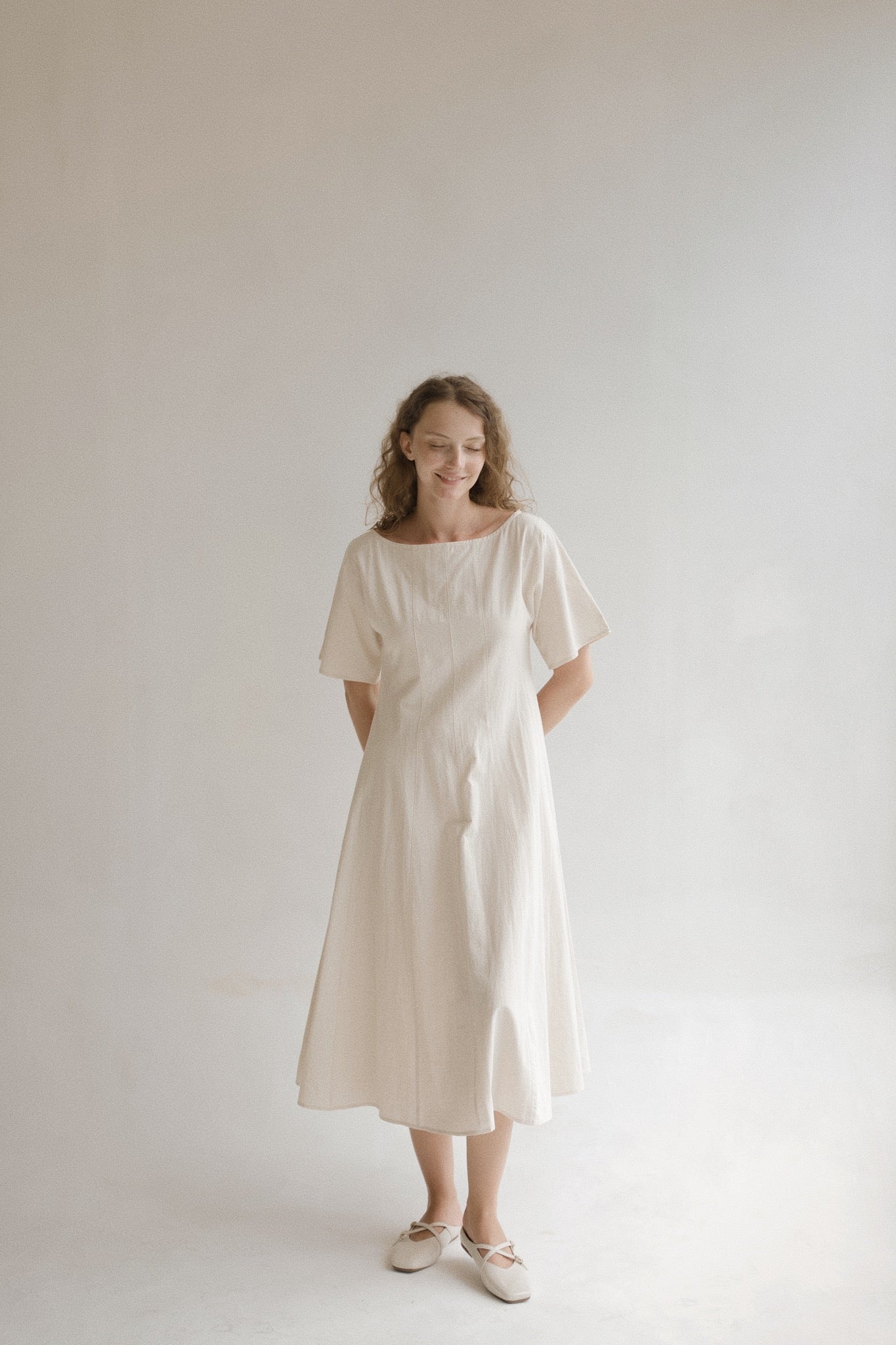 Boat Neck Linen Dress