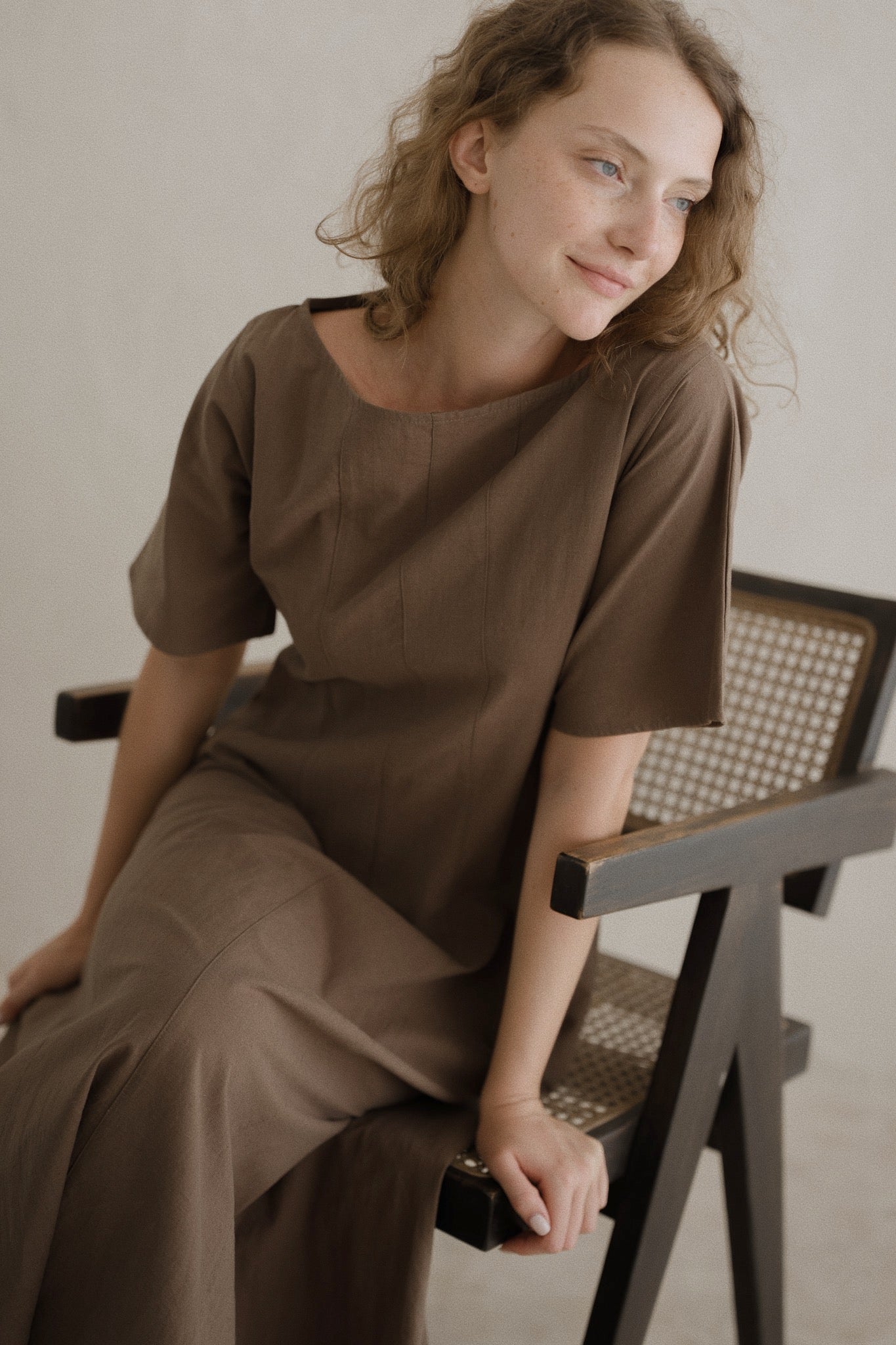 Boat Neck Linen Dress