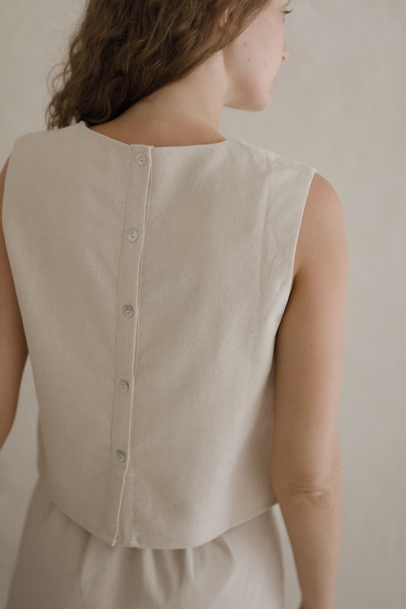 Linen Boxy Crop Top