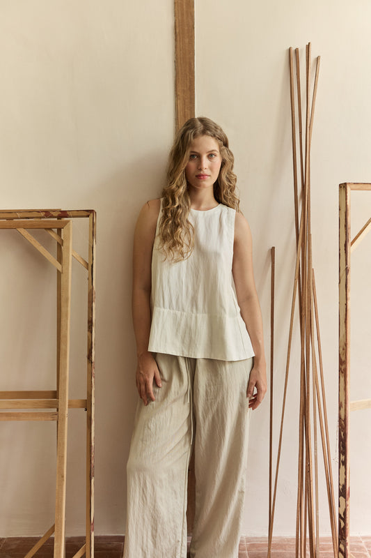 Eleona Linen Flare Top