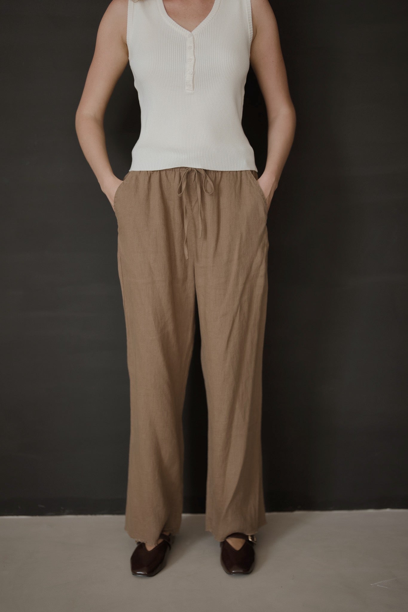 Washed Linen Long Trousers