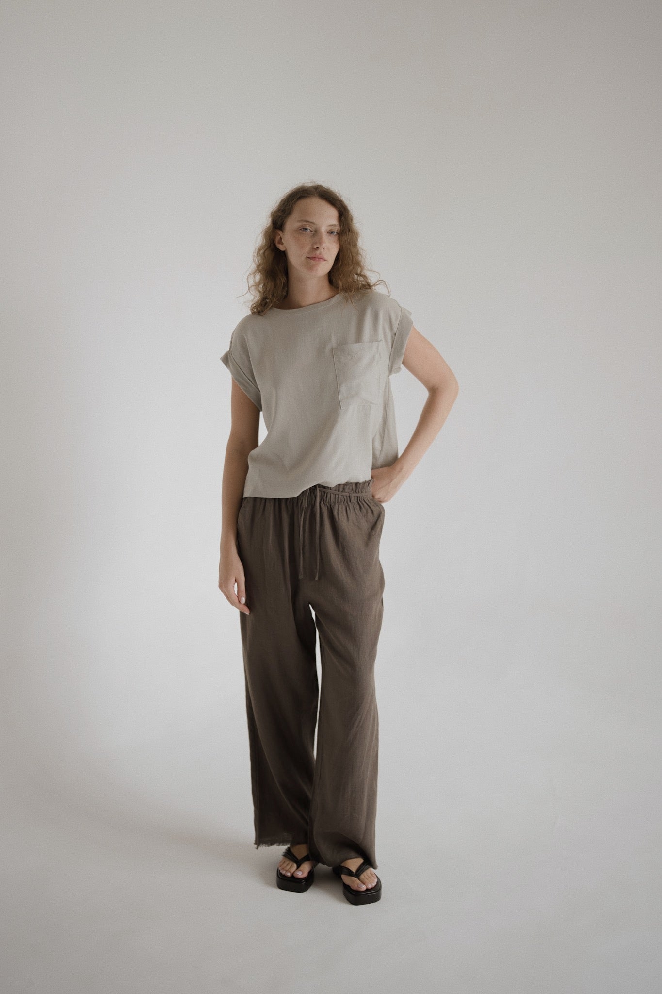 Washed Linen Long Trousers