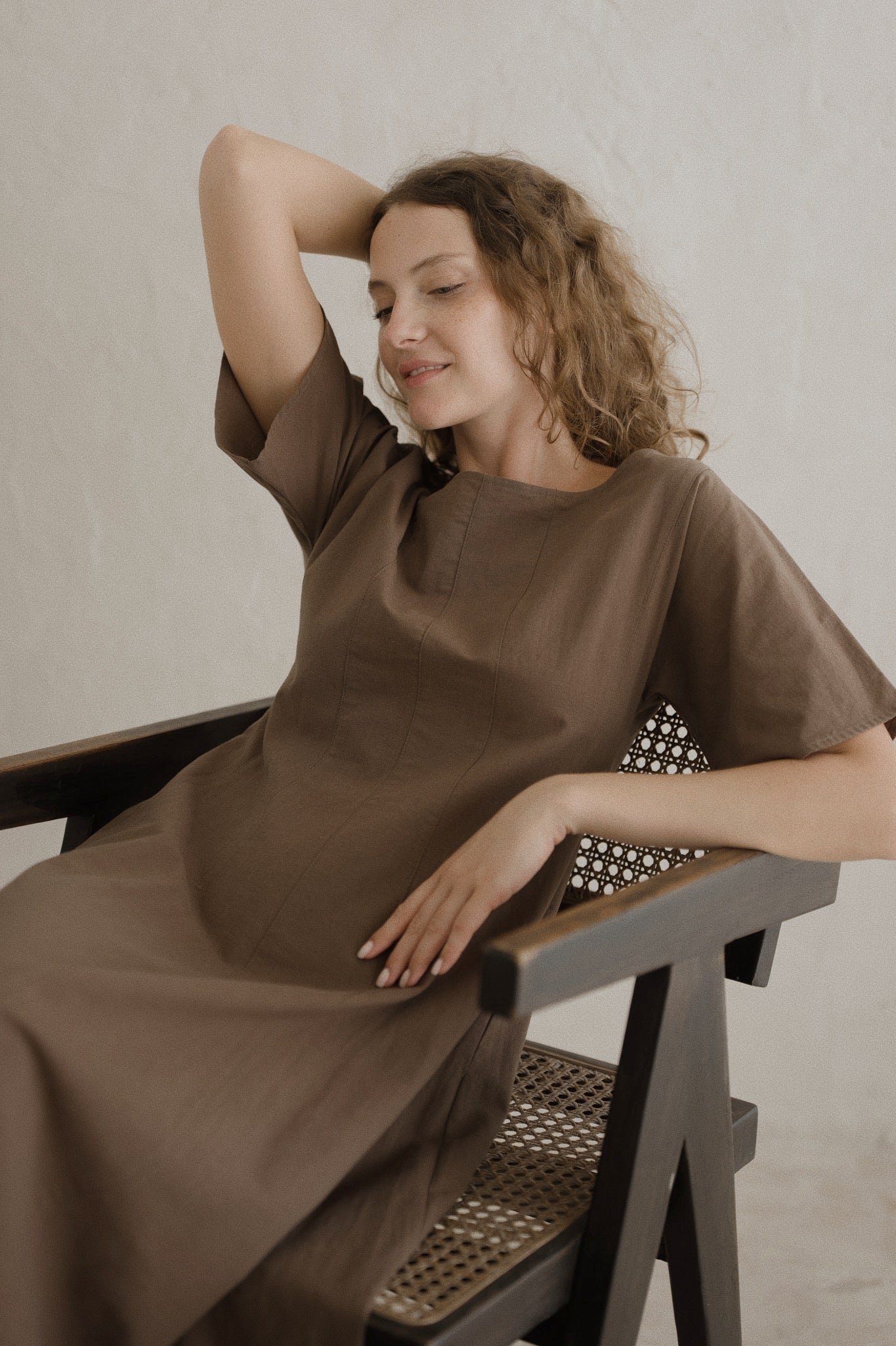 Boat Neck Linen Dress