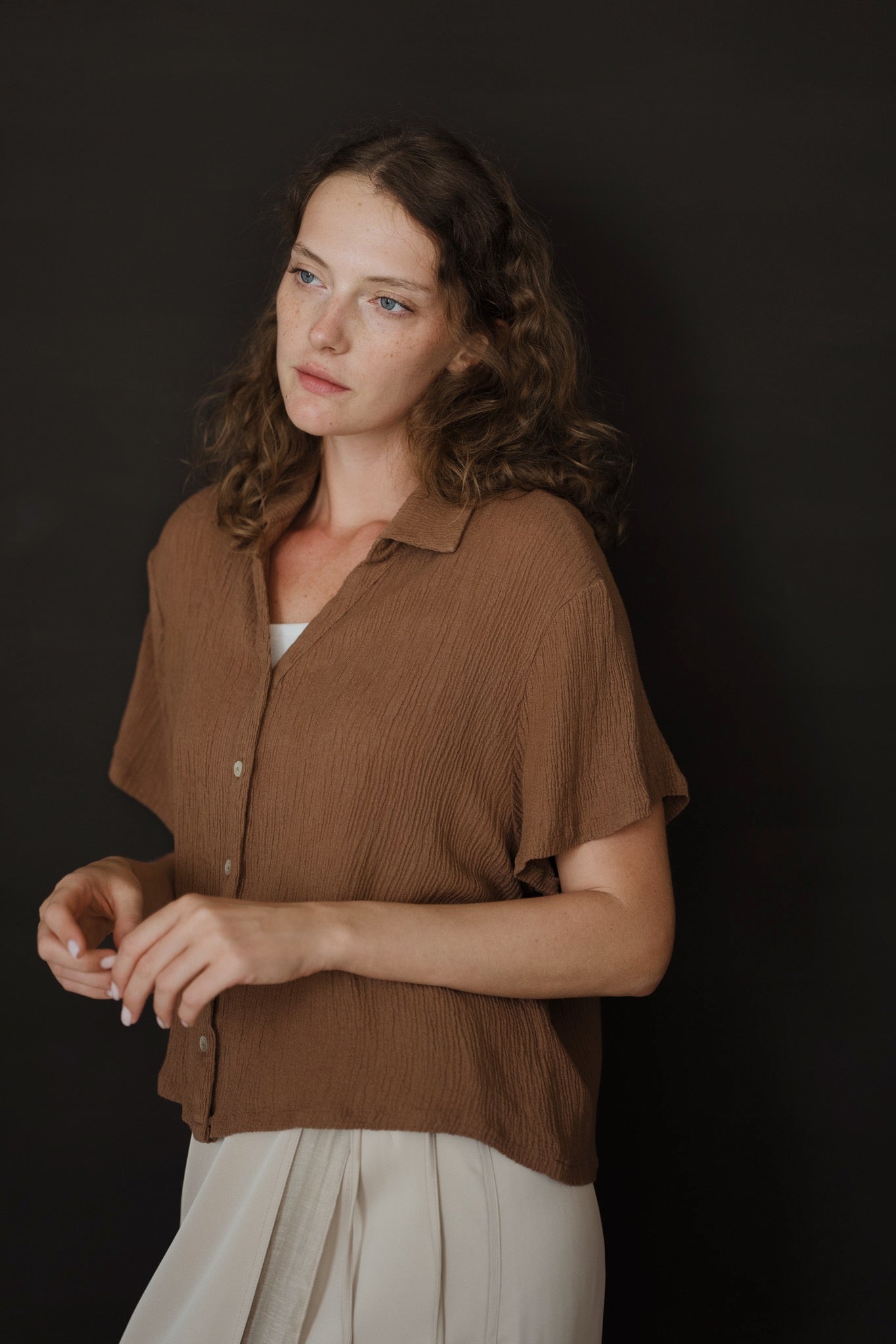 Crinkled Linen Top