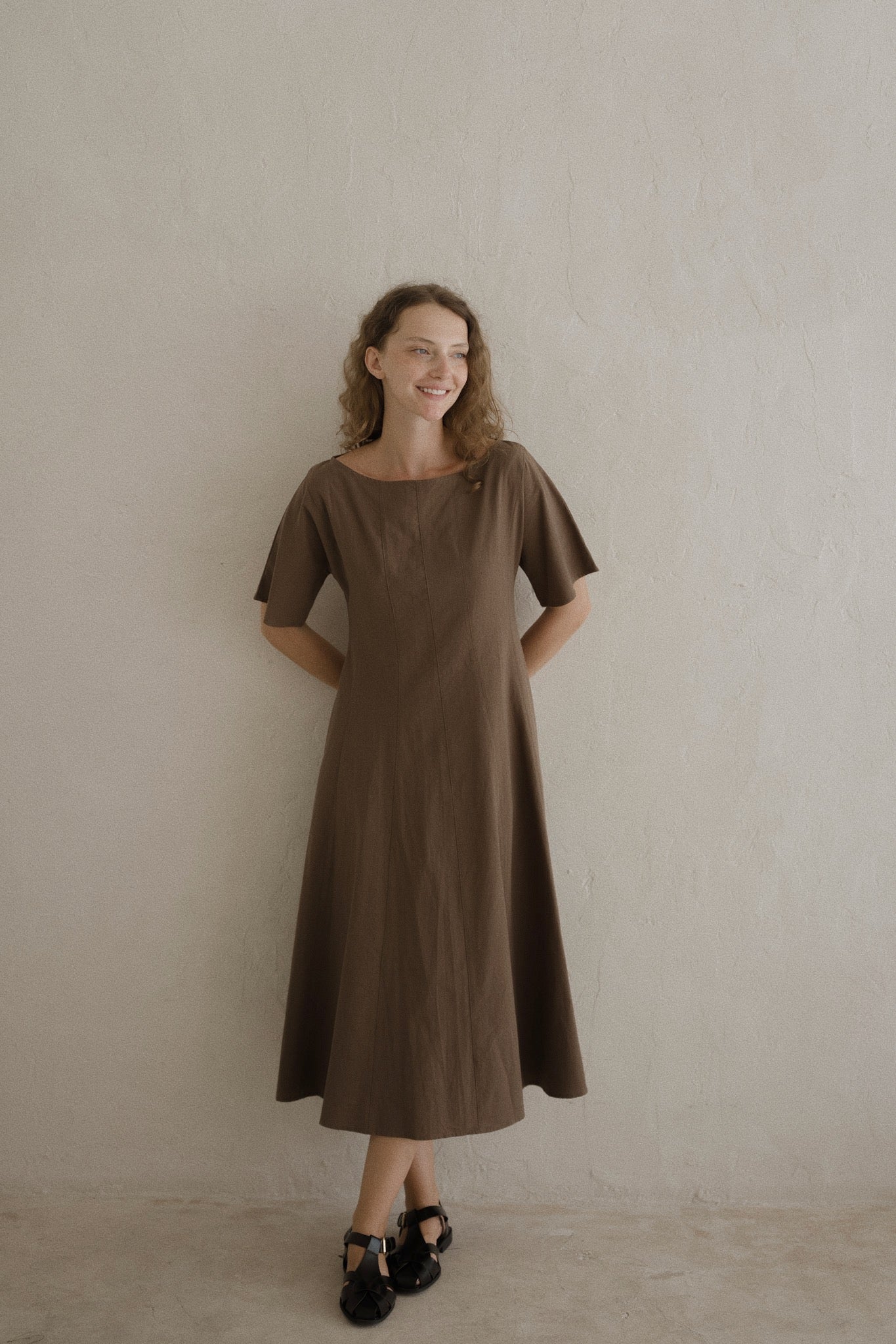 Boat Neck Linen Dress