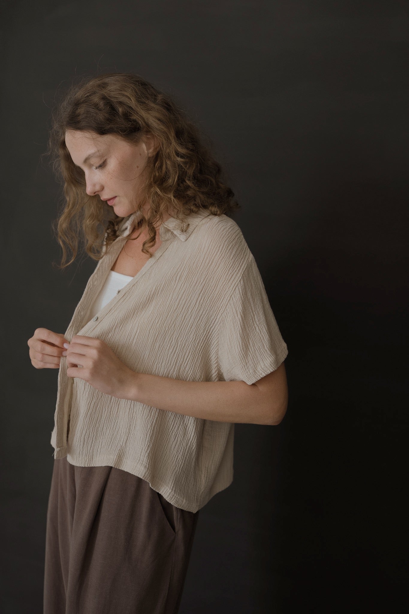 Crinkled Linen Top