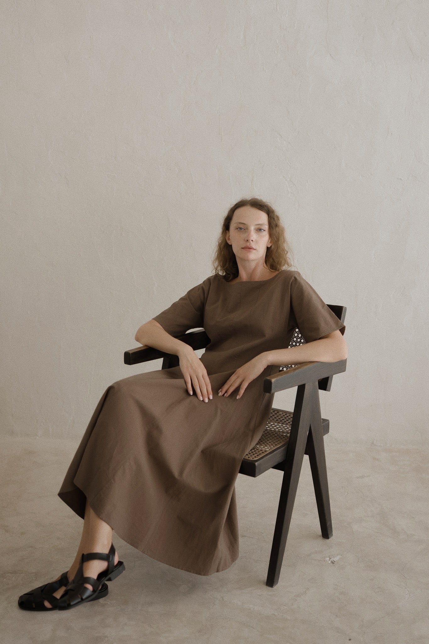 Boat Neck Linen Dress