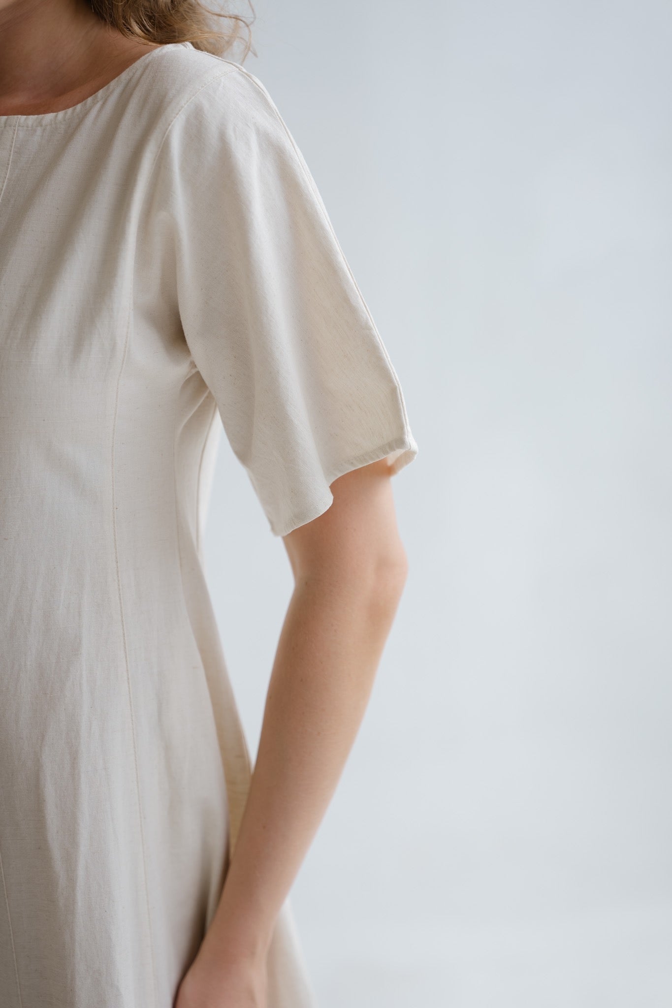 Boat Neck Linen Dress