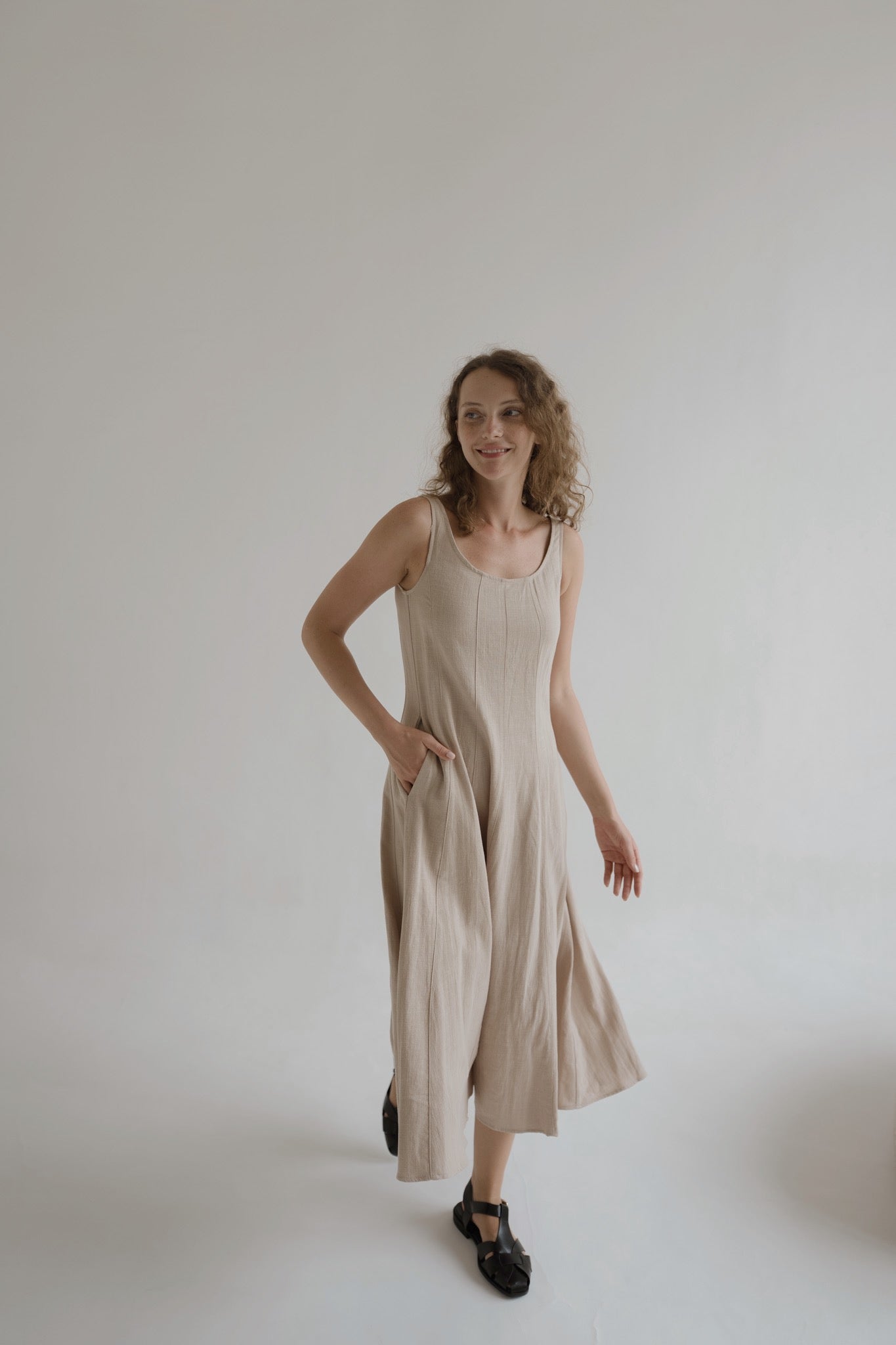 Panelled Linen Dress