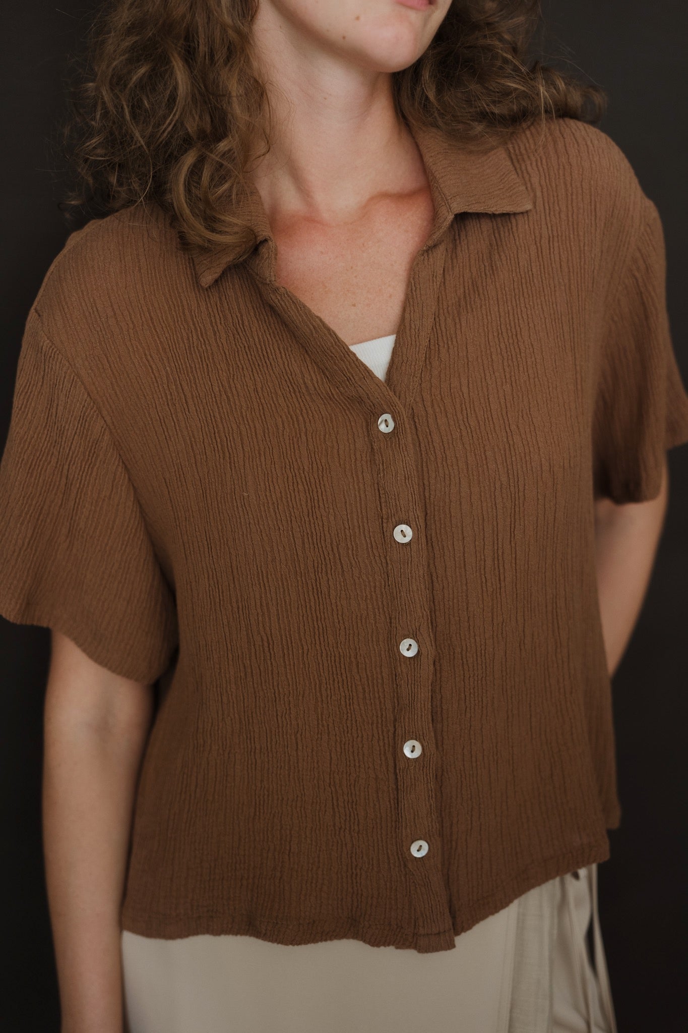 Crinkled Linen Top