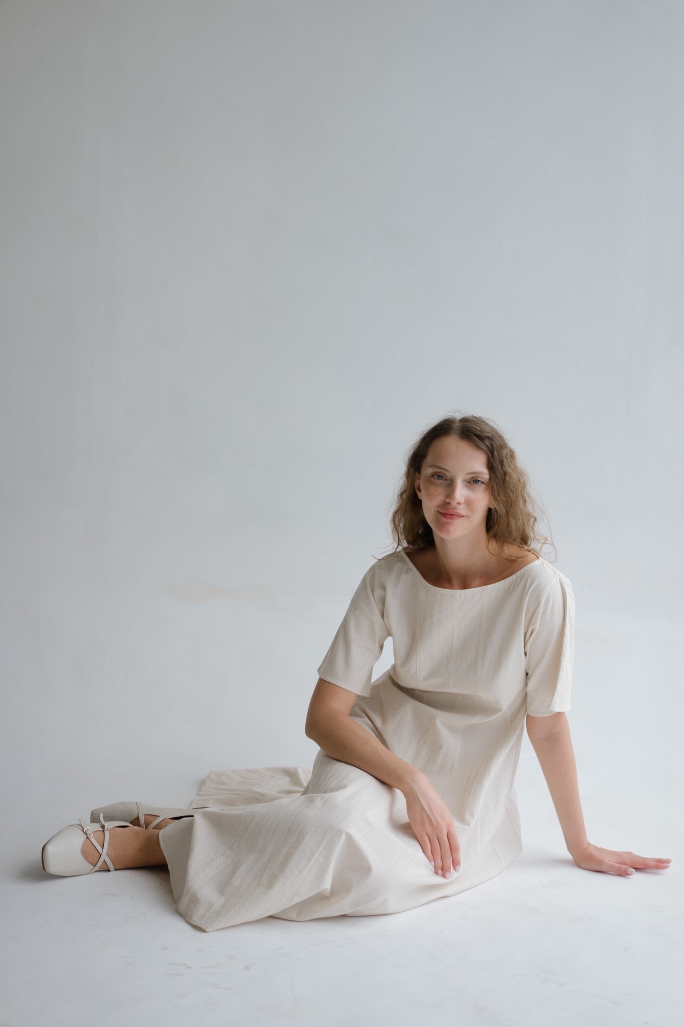Boat Neck Linen Dress