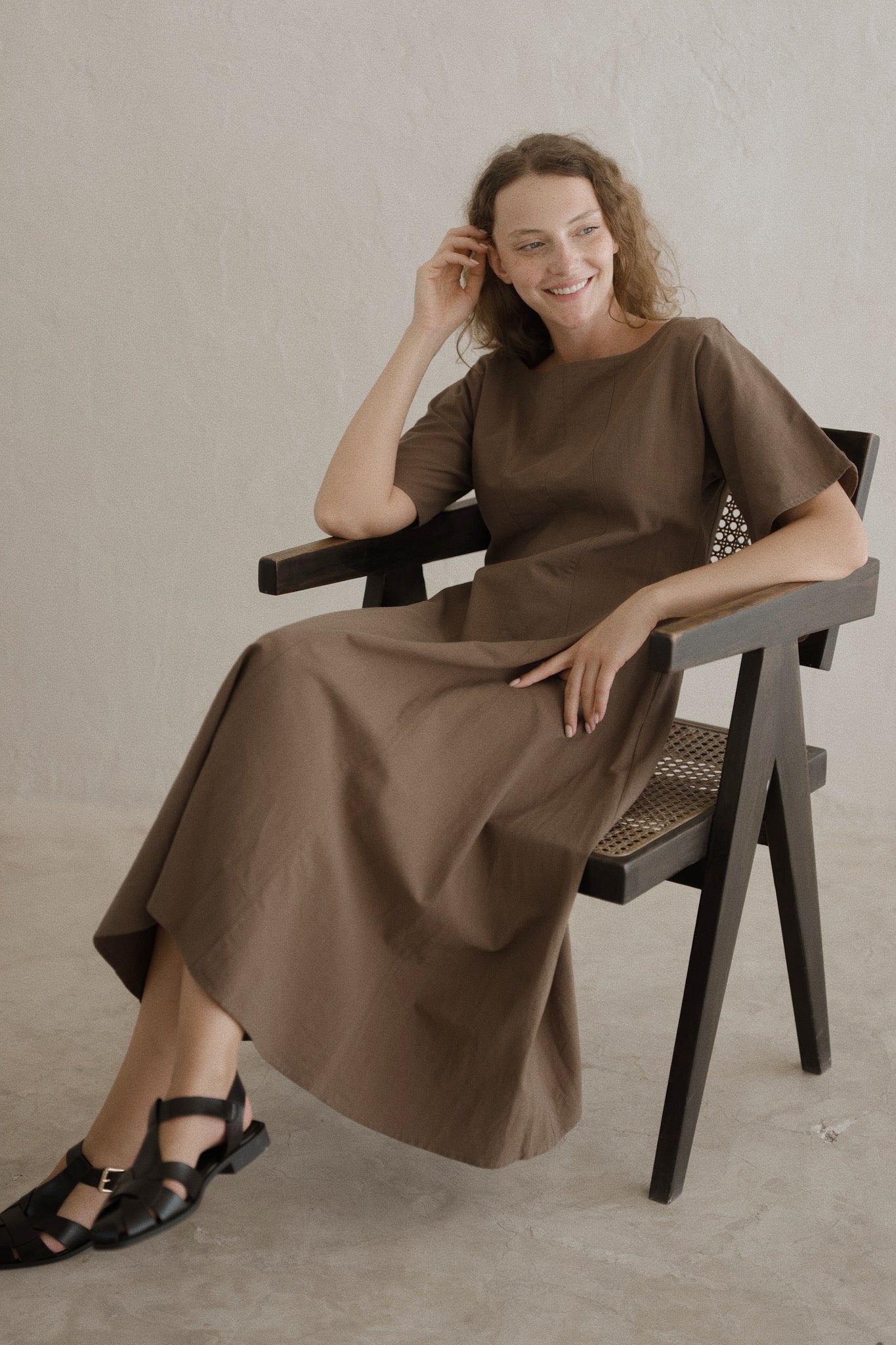 Boat Neck Linen Dress