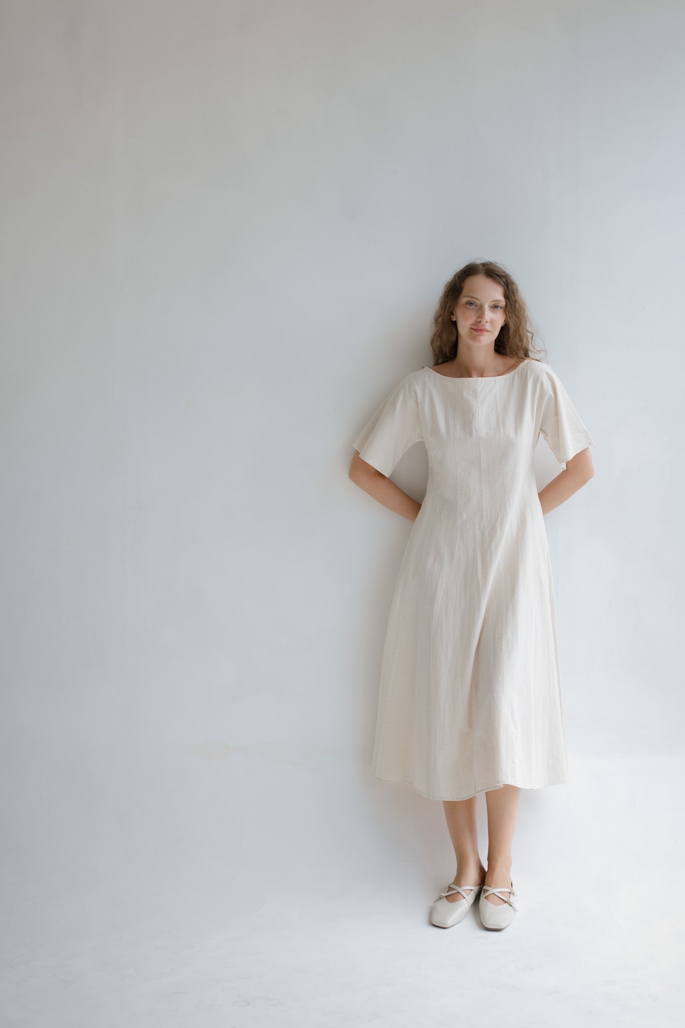 Boat Neck Linen Dress