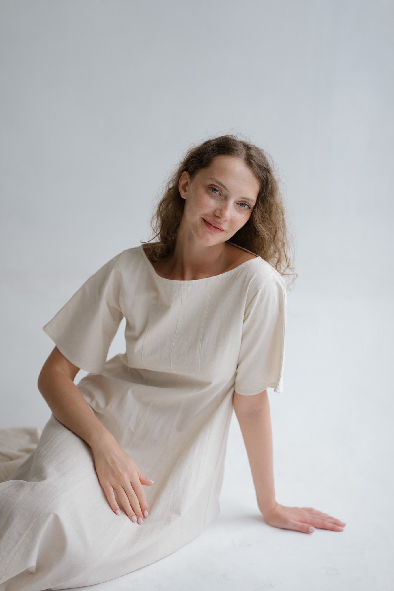 Boat Neck Linen Dress