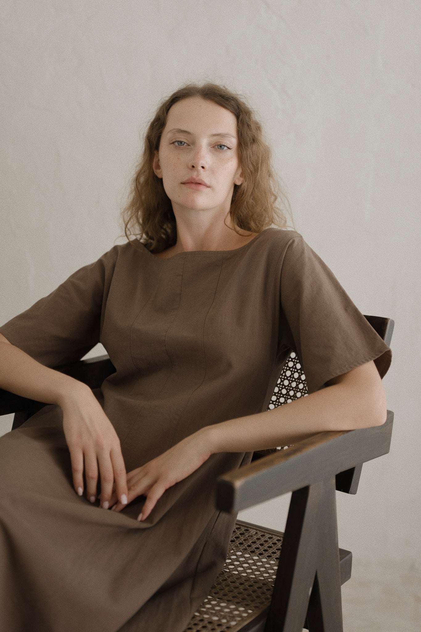 Boat Neck Linen Dress