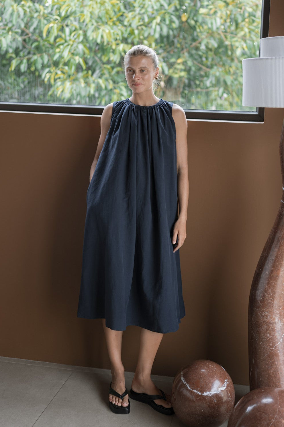Gathered Tencel Dress