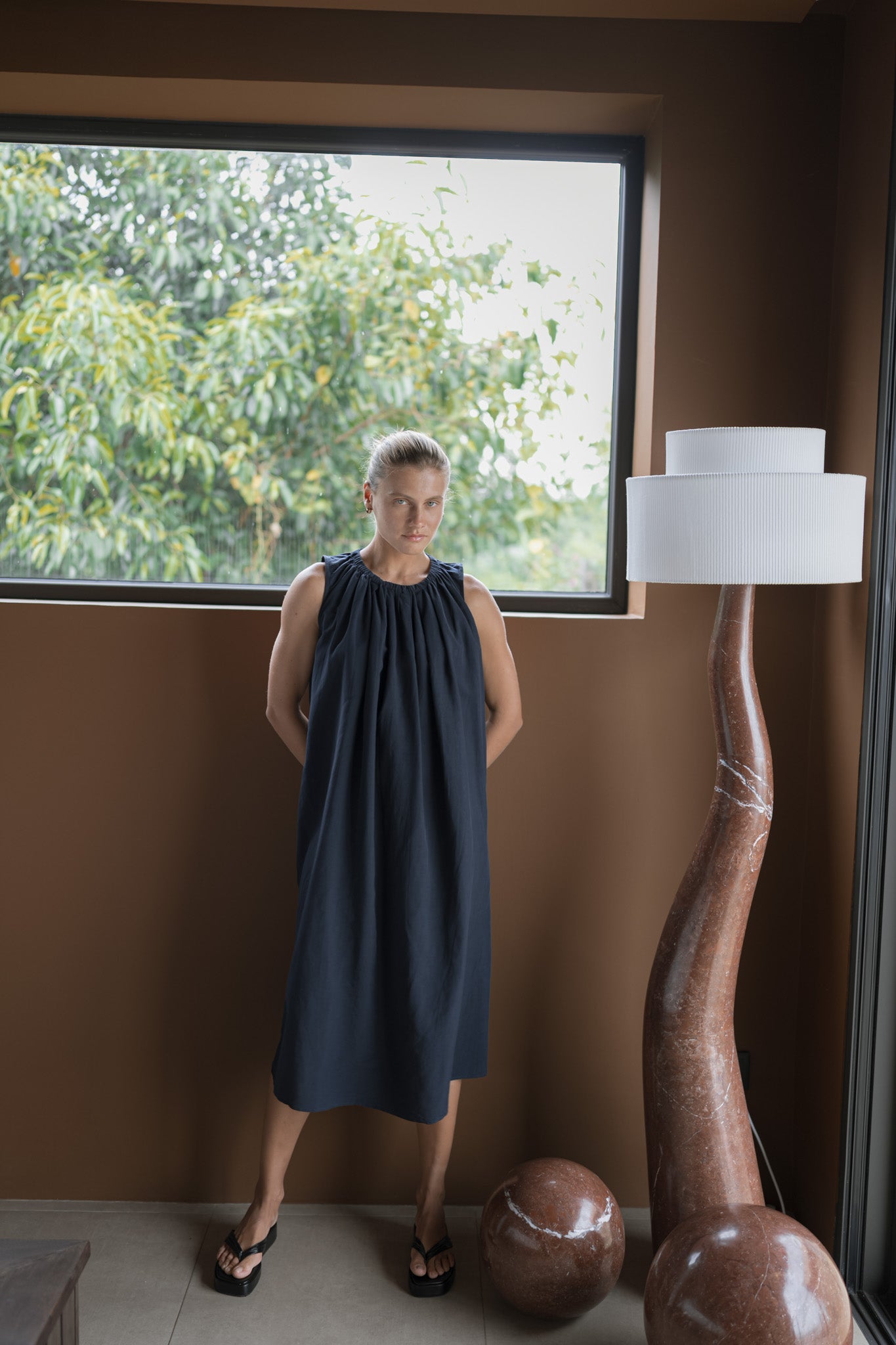 Gathered Tencel Dress