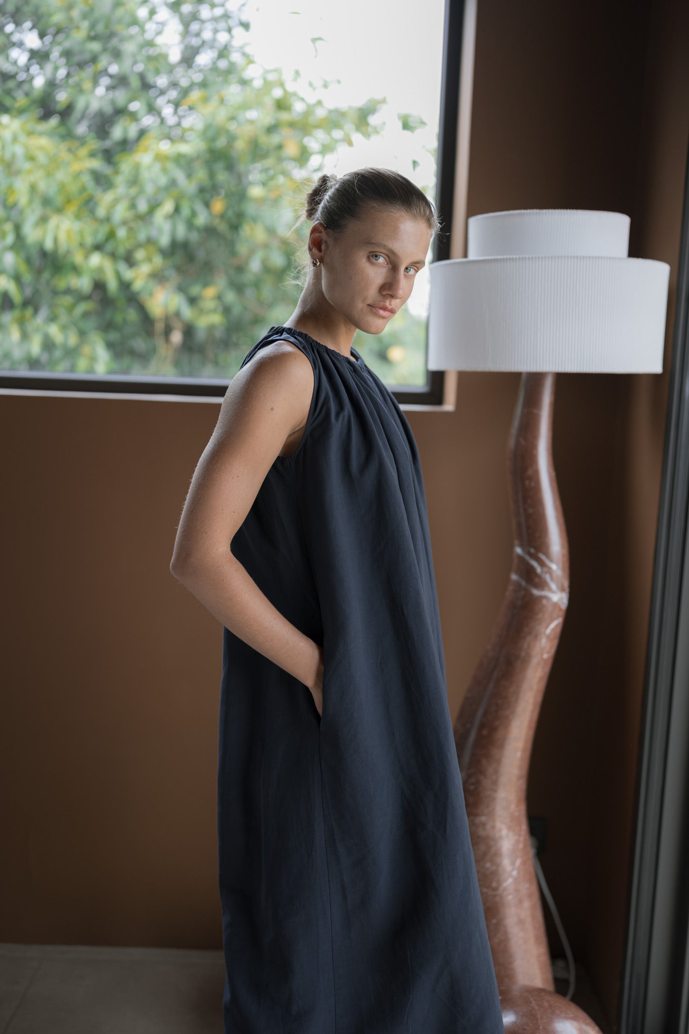 Gathered Tencel Dress