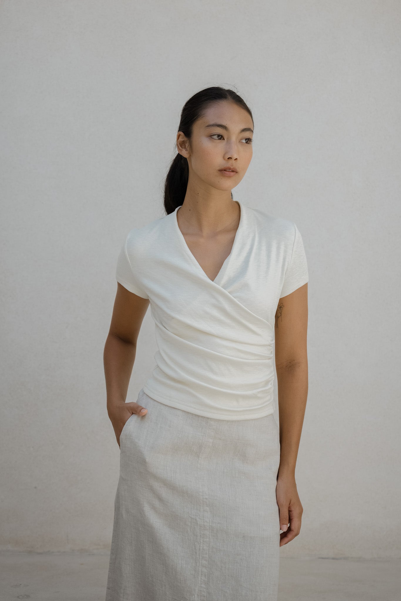 Overlap V Neck Tee
