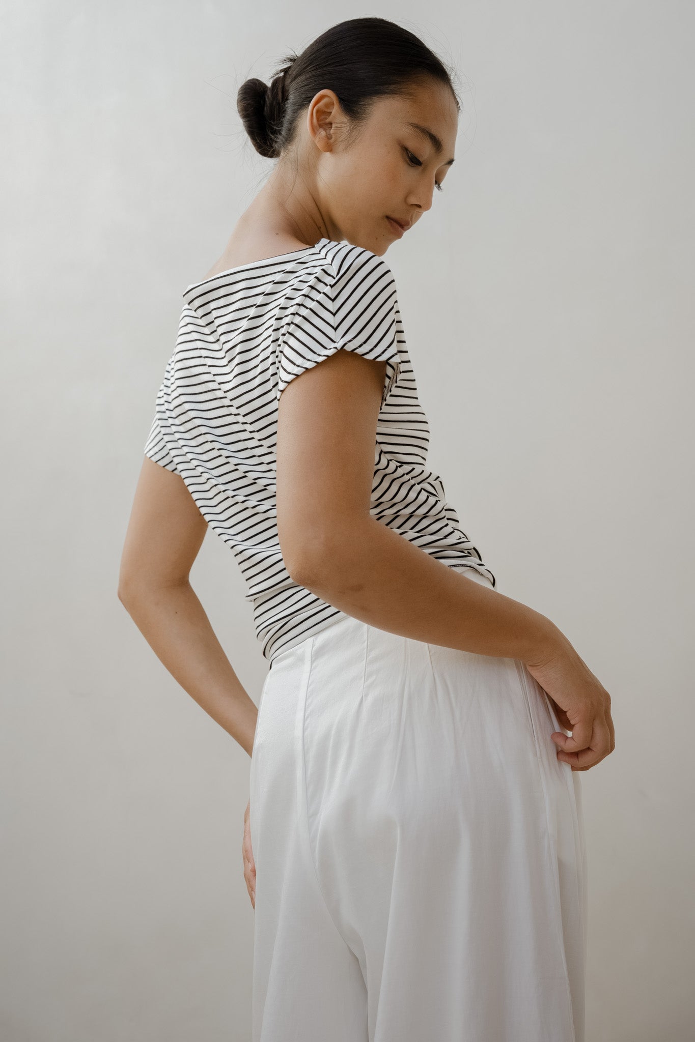 Off Shoulder Stripe Tee