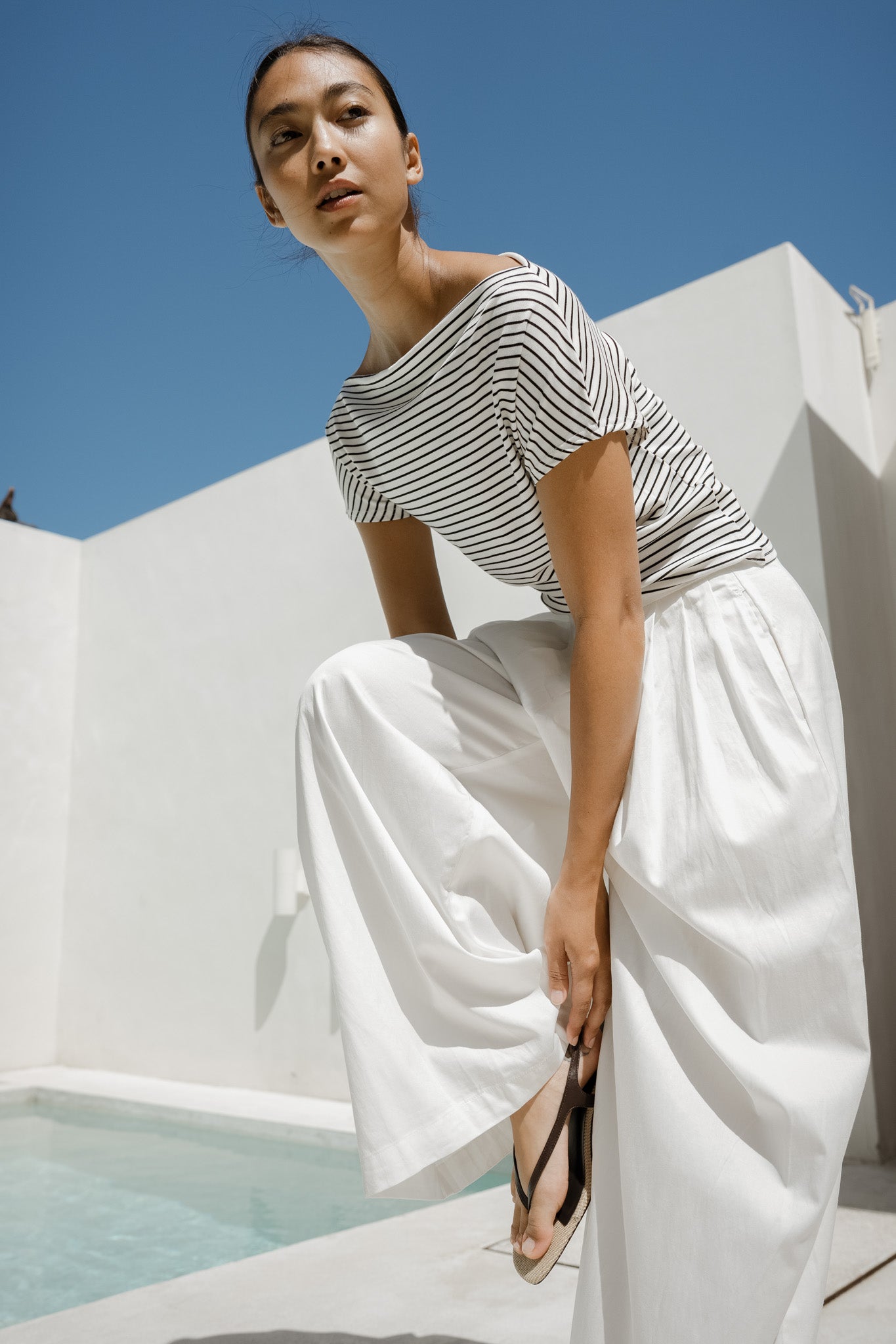 Off Shoulder Stripe Tee