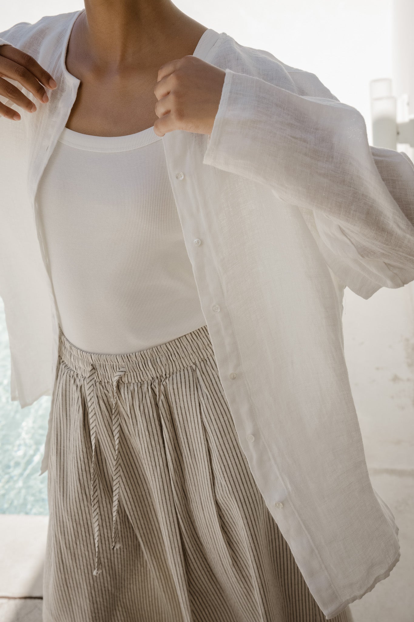 Stripe Flare Long Trousers
