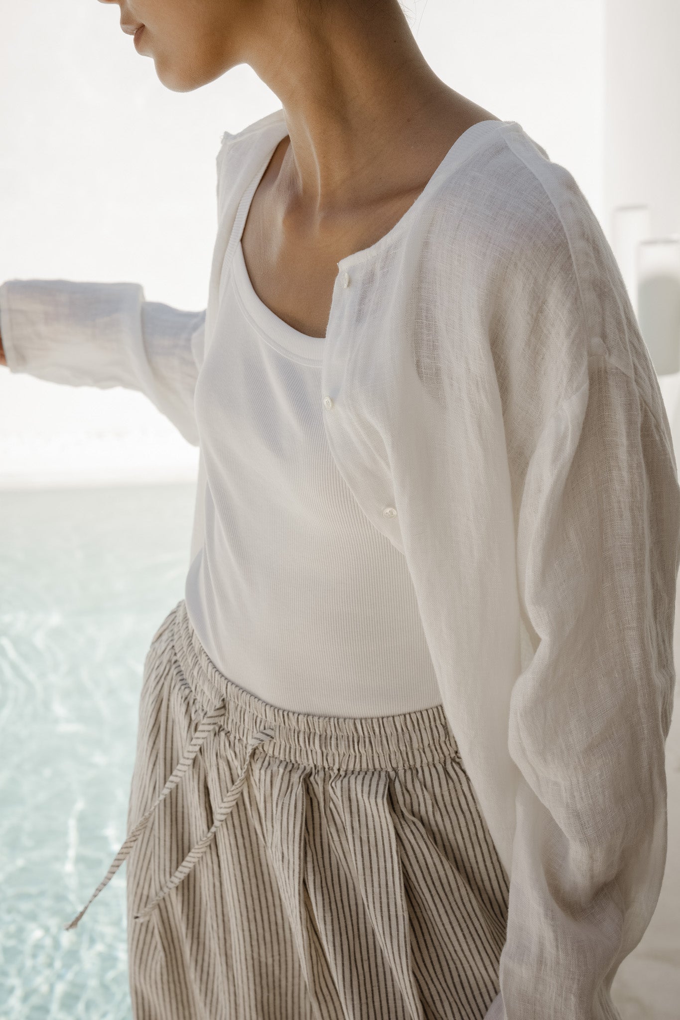 Stripe Flare Long Trousers